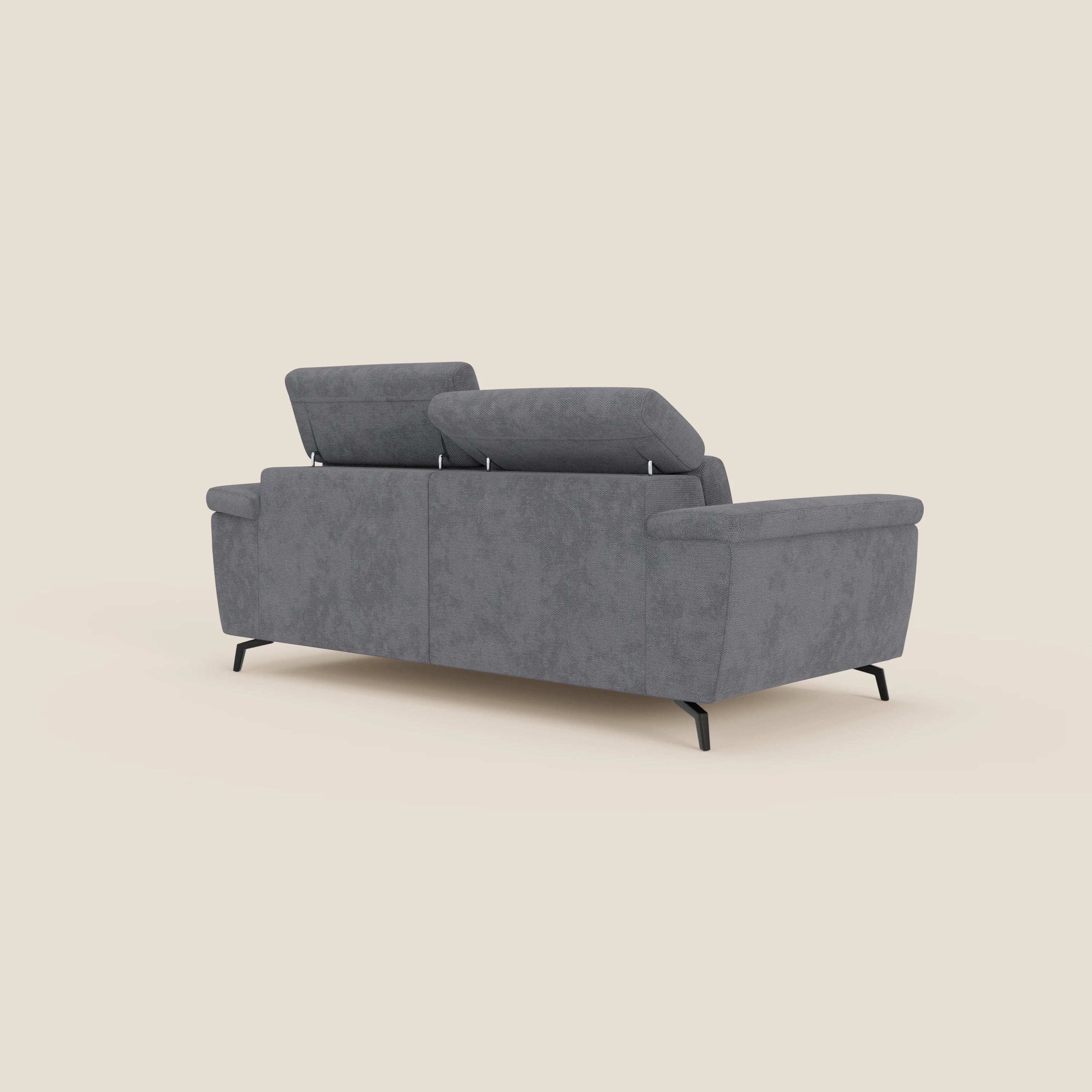 Estro Divano 3 posti con pouf estraibile - poggiatesta reclinabili in tessuto impermeabile T14 grigio