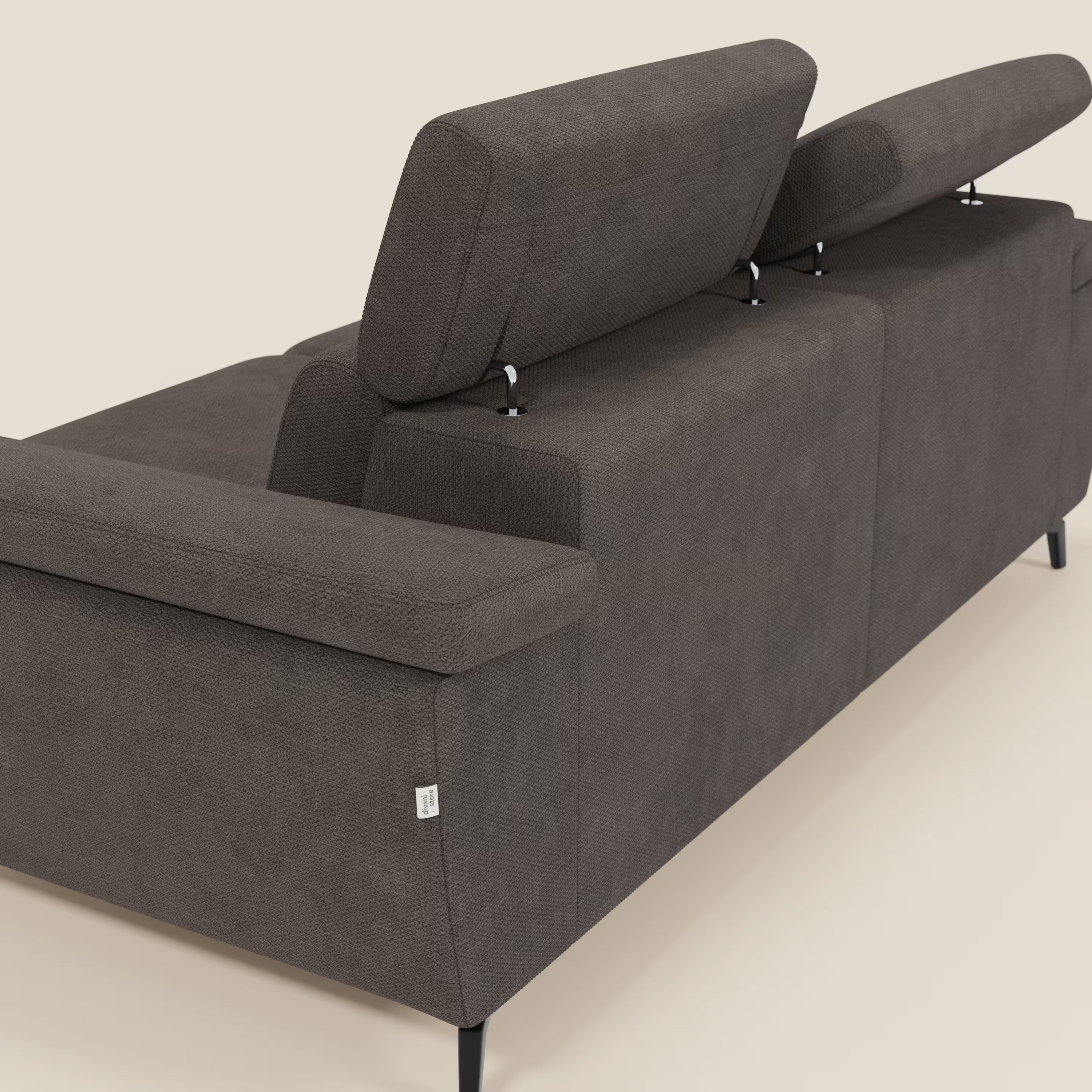 Estro Divano 3 posti con pouf estraibile - poggiatesta reclinabili in tessuto impermeabile T14 marrone
