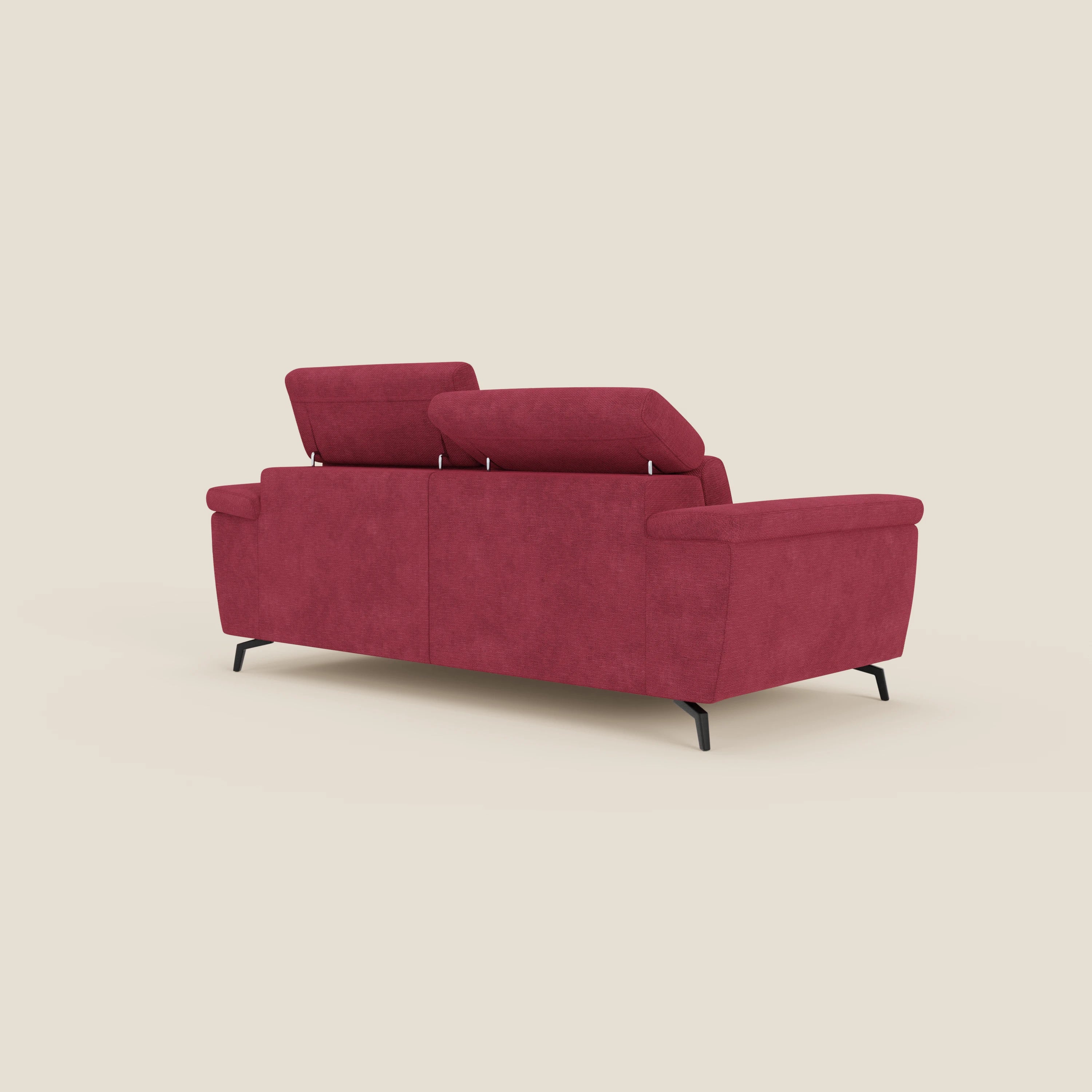 Estro Divano 3 posti con pouf estraibile - poggiatesta reclinabili in tessuto impermeabile T14 rosso
