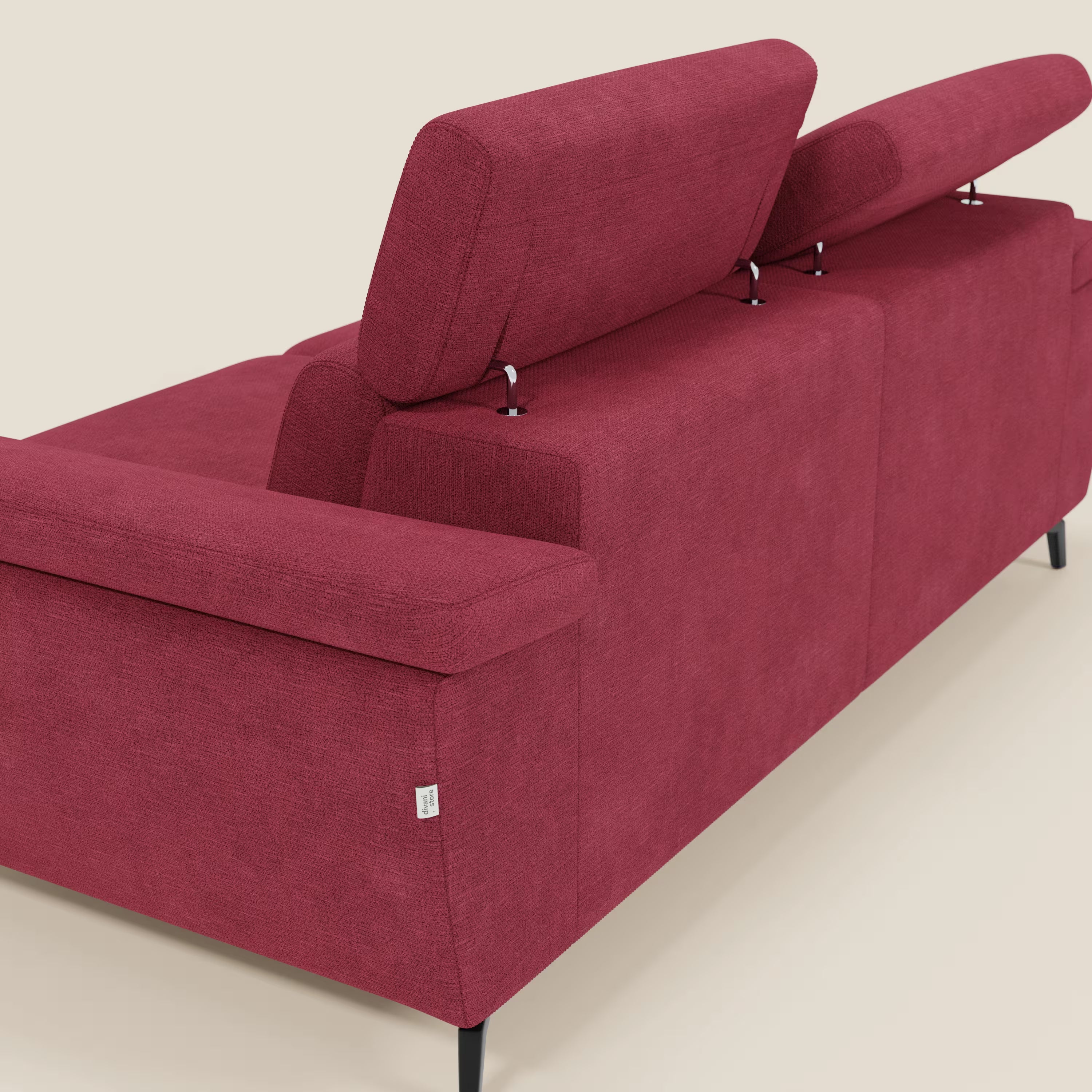 Estro Divano 3 posti con pouf estraibile - poggiatesta reclinabili in tessuto impermeabile T14 rosso