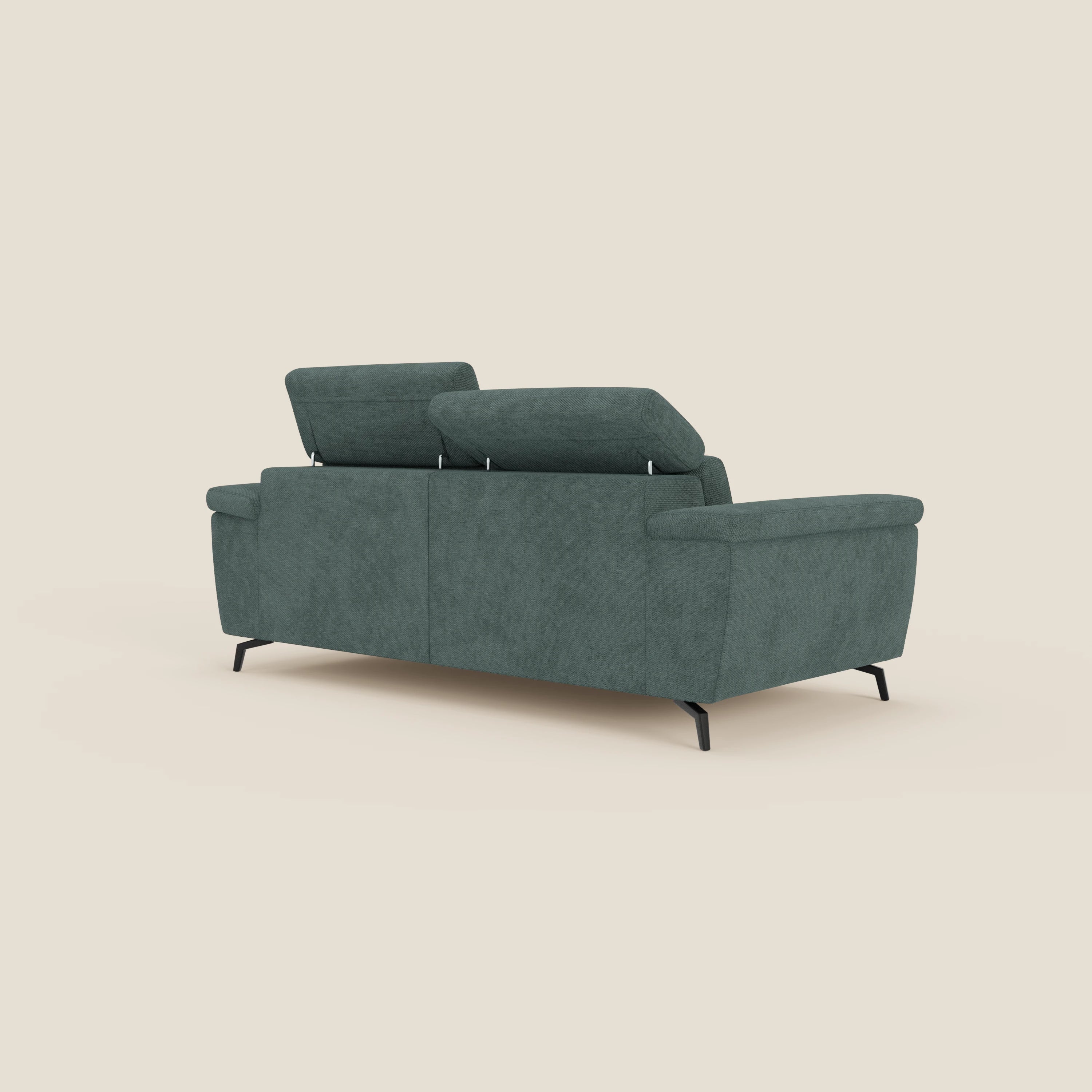 Estro Divano 3 posti con pouf estraibile - poggiatesta reclinabili in tessuto impermeabile T14 verde