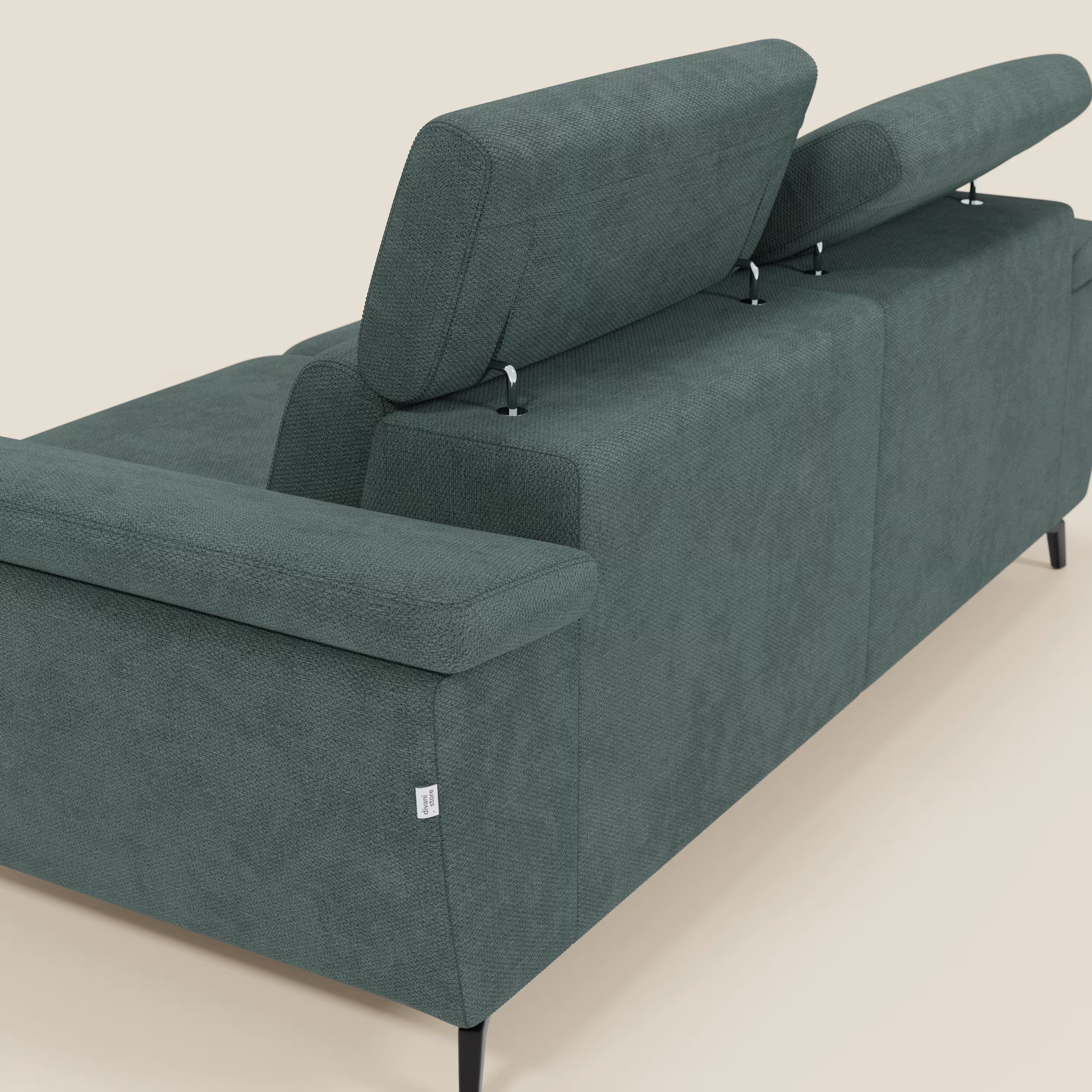 Estro Divano 3 posti con pouf estraibile - poggiatesta reclinabili in tessuto impermeabile T14 verde