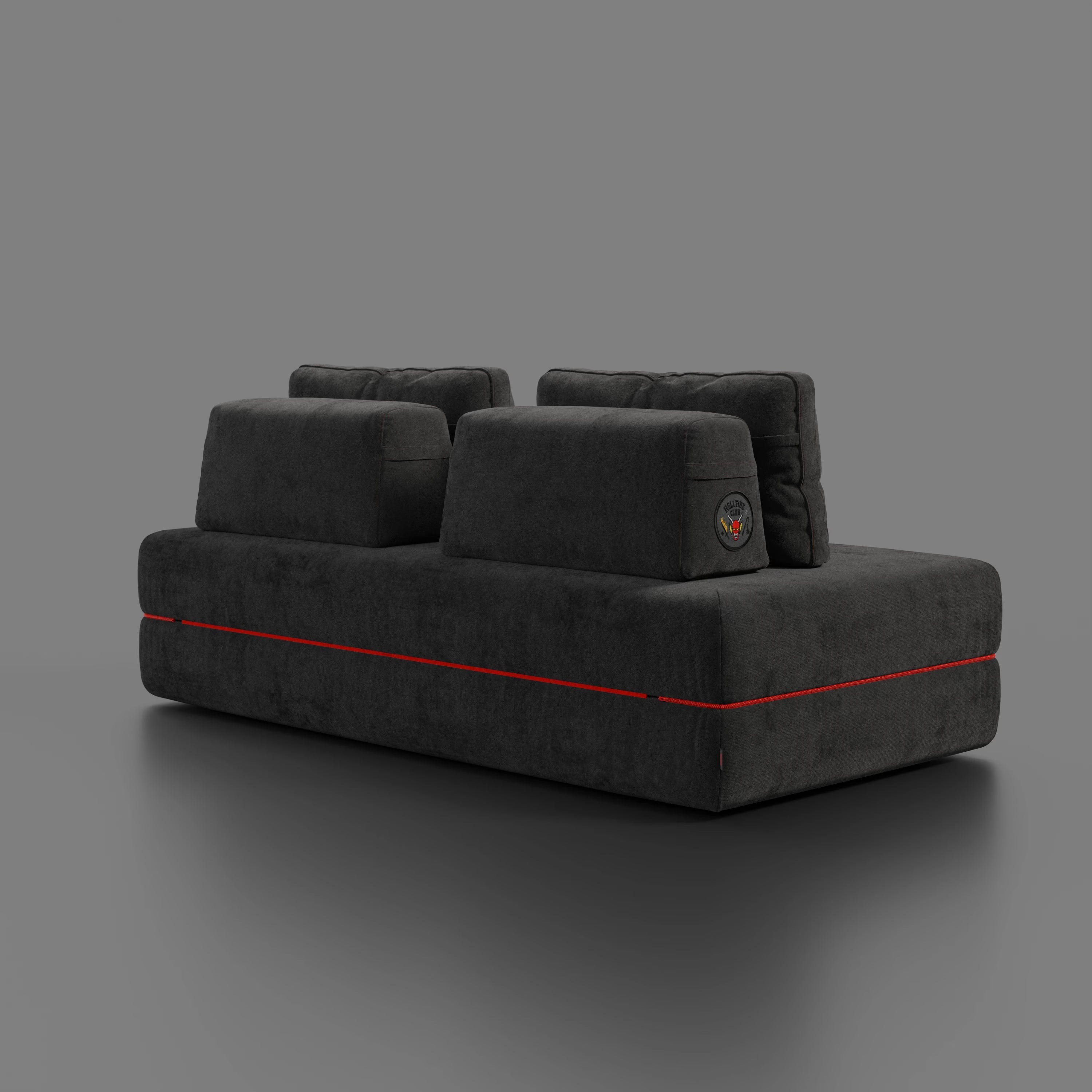 Rift divano letto matrimoniale STRANGER THINGS Edition 2 posti e 3 posti con schienali mobili - materasso alto 22 cm e memory foam in tessuto smacchiabile Antracite