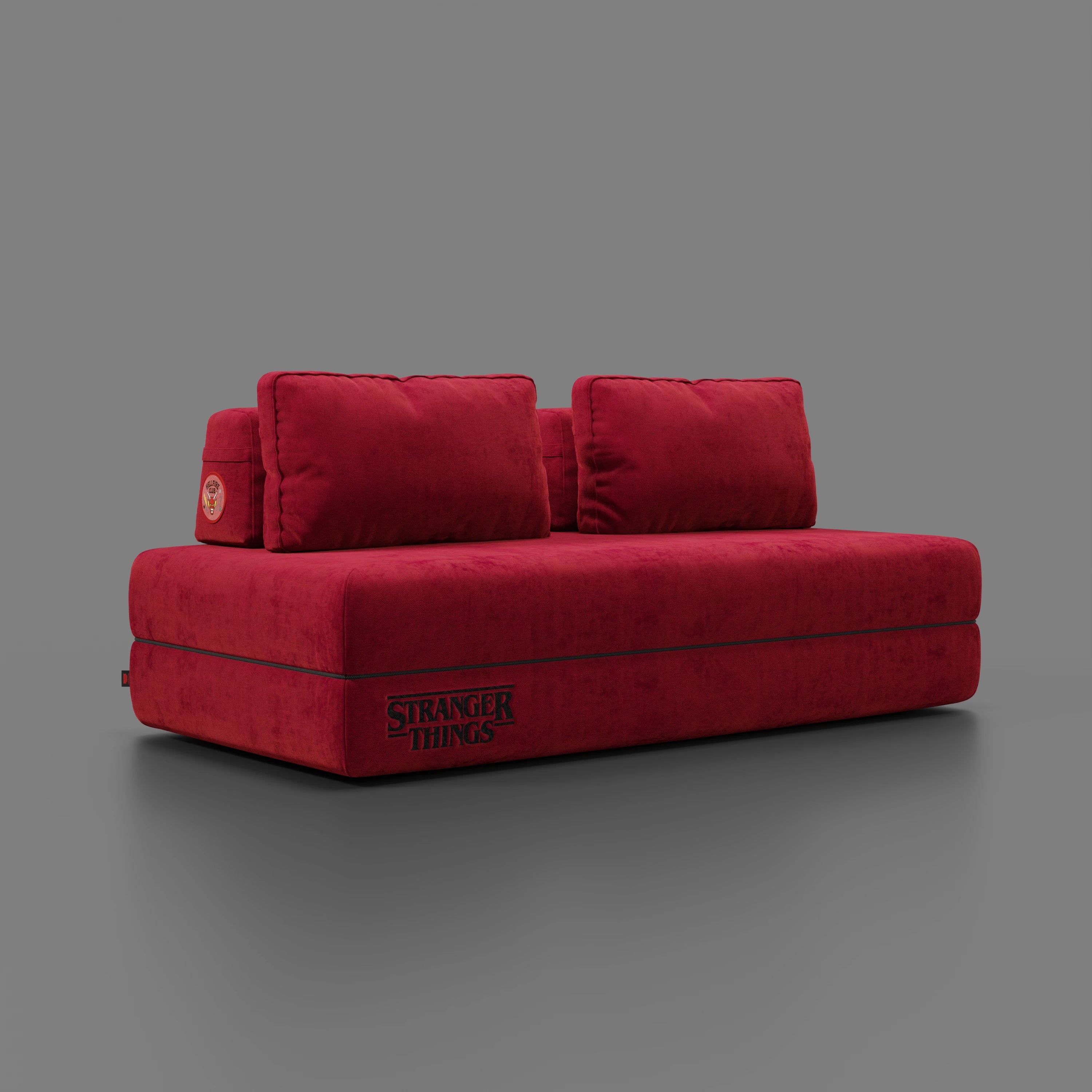 Rift divano letto matrimoniale STRANGER THINGS Edition 2 posti e 3 posti con schienali mobili - materasso alto 22 cm e memory foam in tessuto smacchiabile Rosso