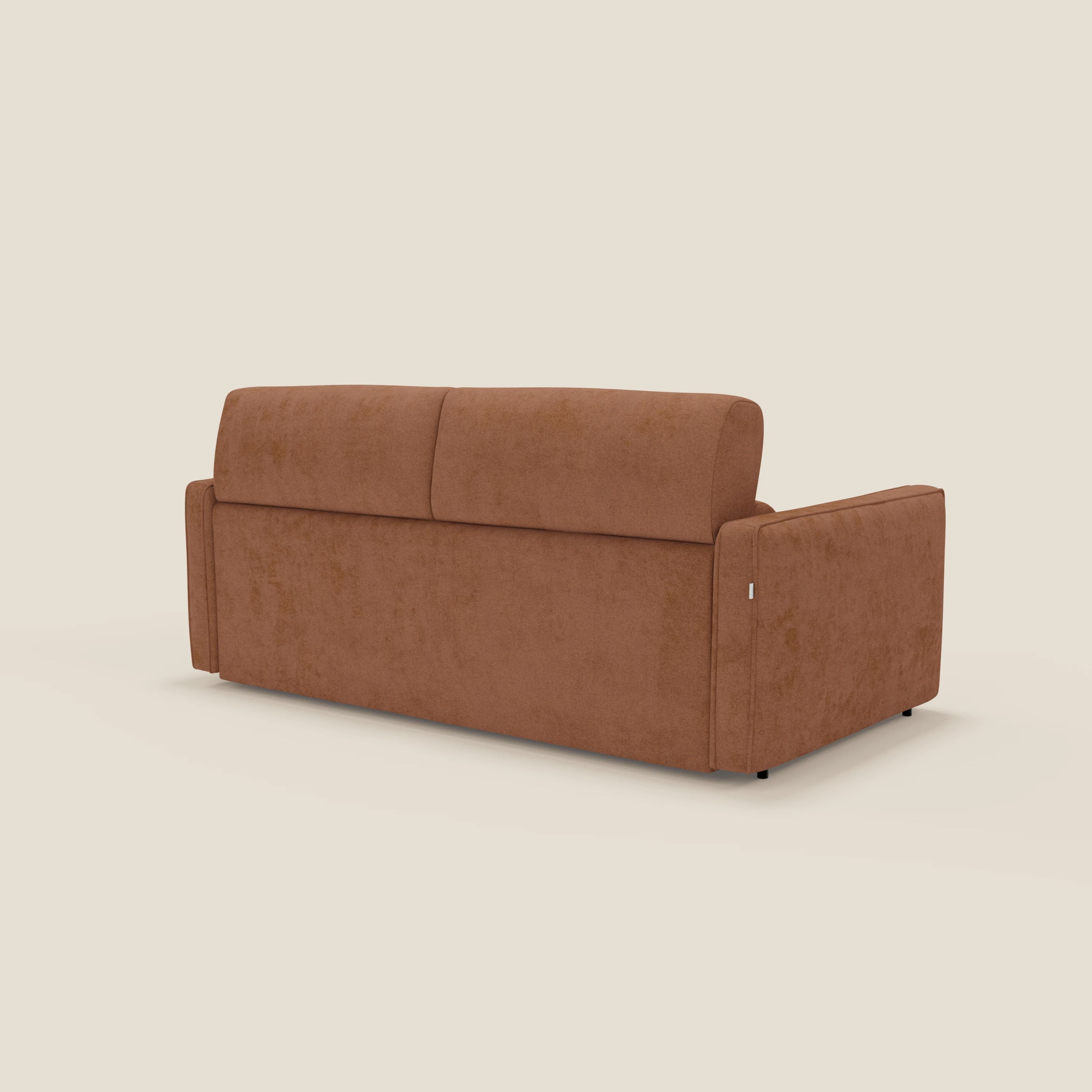 Nivon Divano letto moderno materasso H16 cm con poggiatesta in tessuto impermeabile T25 arancione bruciato