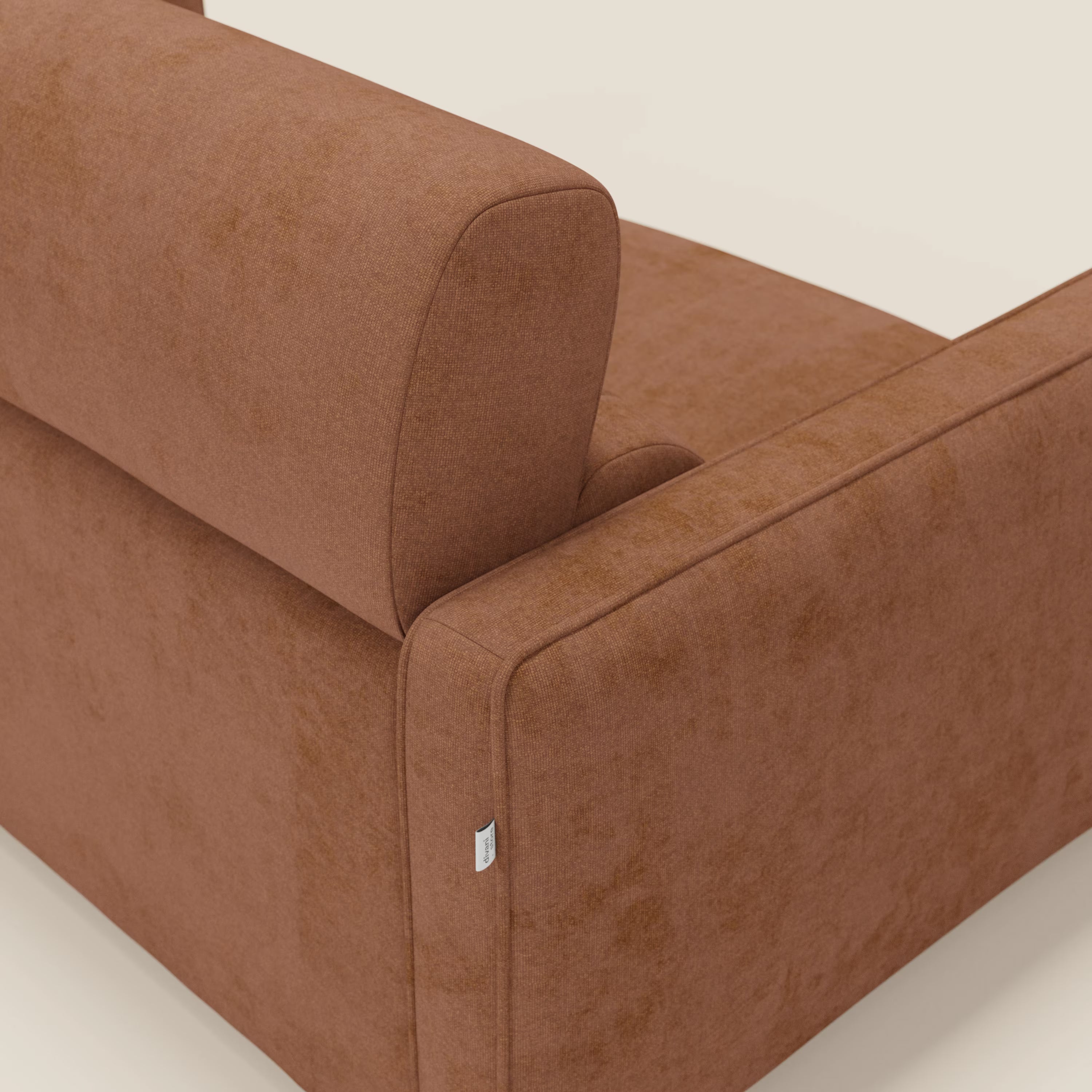 Nivon Divano letto moderno materasso H16 cm con poggiatesta in tessuto impermeabile T25 arancione bruciato