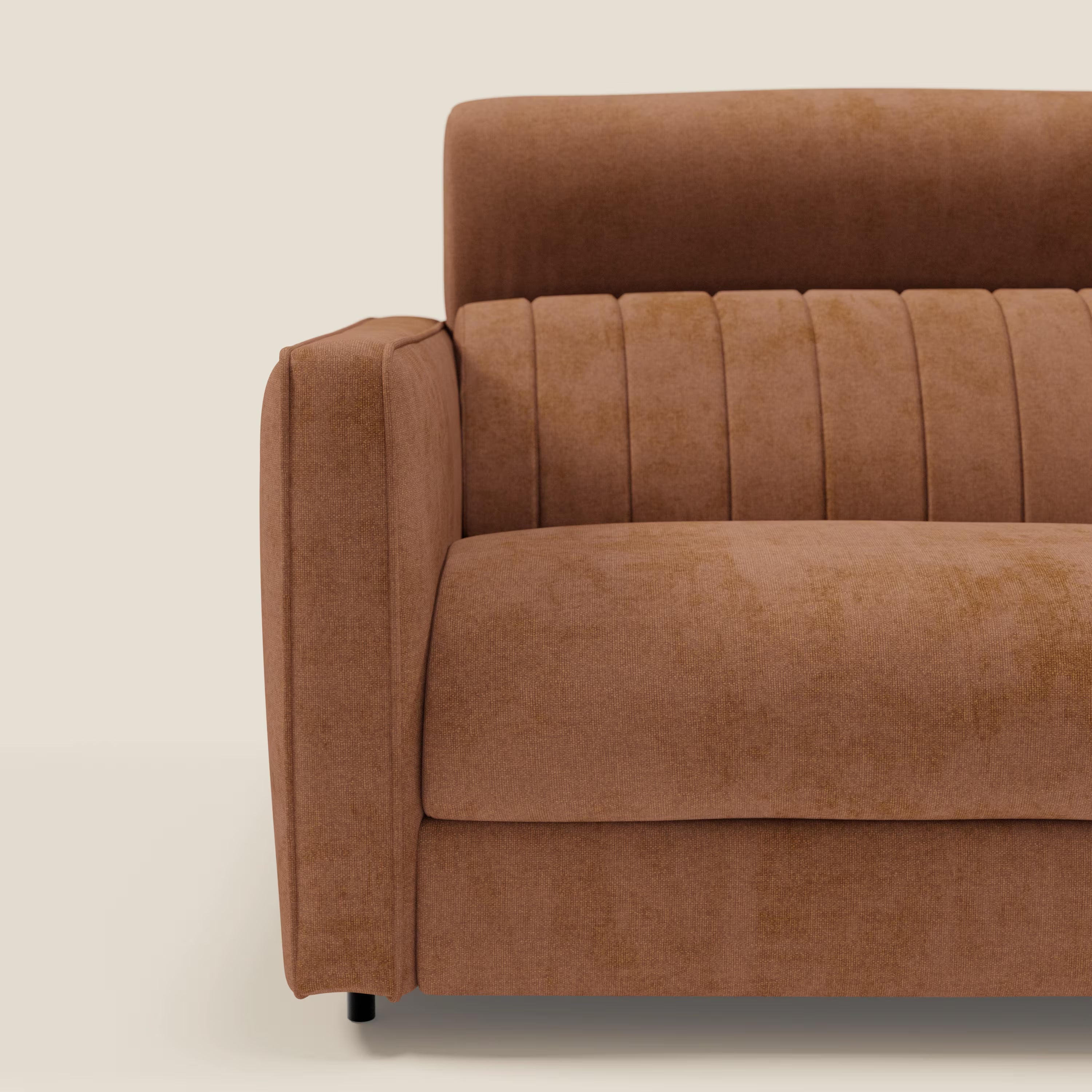 Nivon Divano letto moderno materasso H16 cm con poggiatesta in tessuto impermeabile T25 arancione bruciato