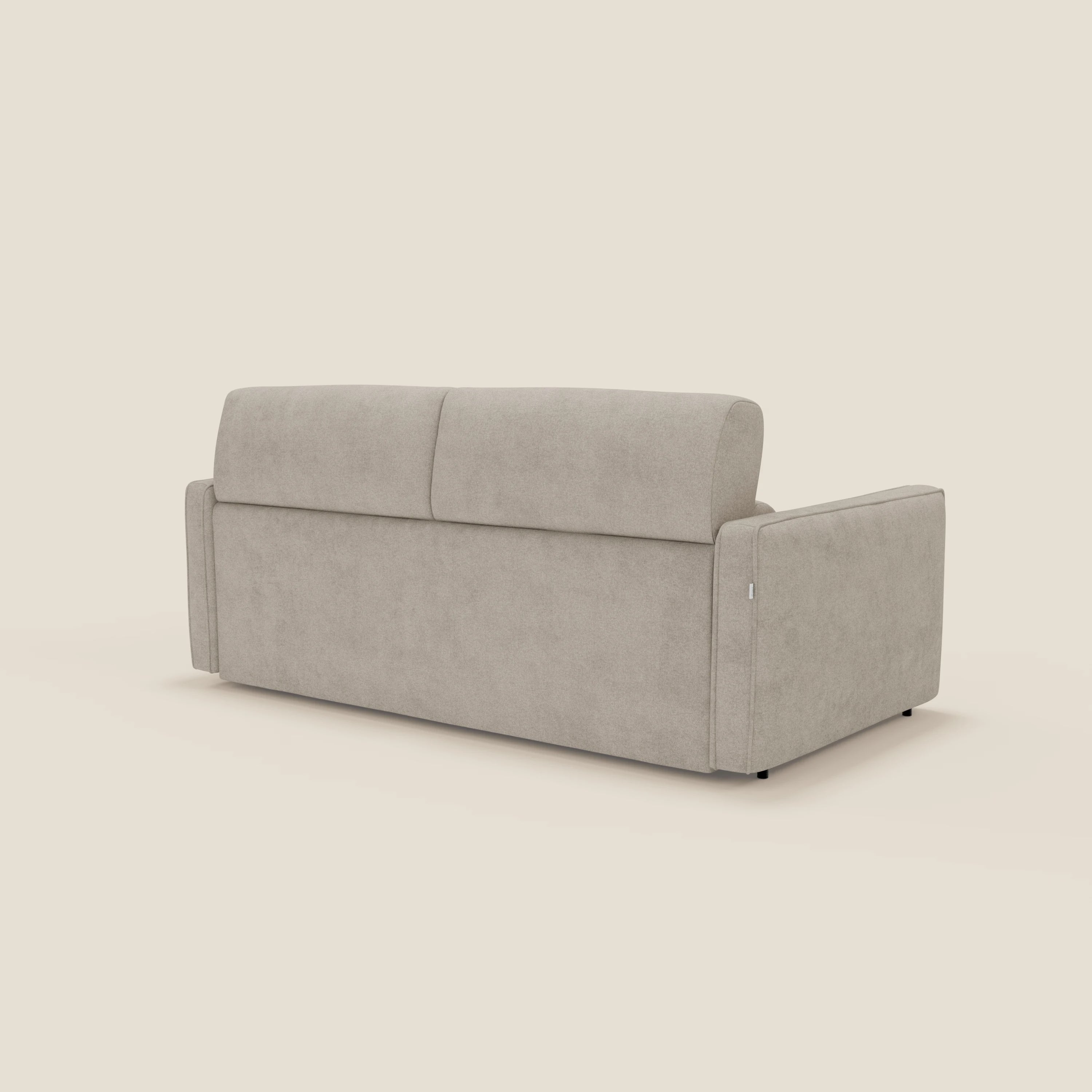 Nivon Divano letto moderno materasso H16 cm con poggiatesta in tessuto impermeabile T25 beige