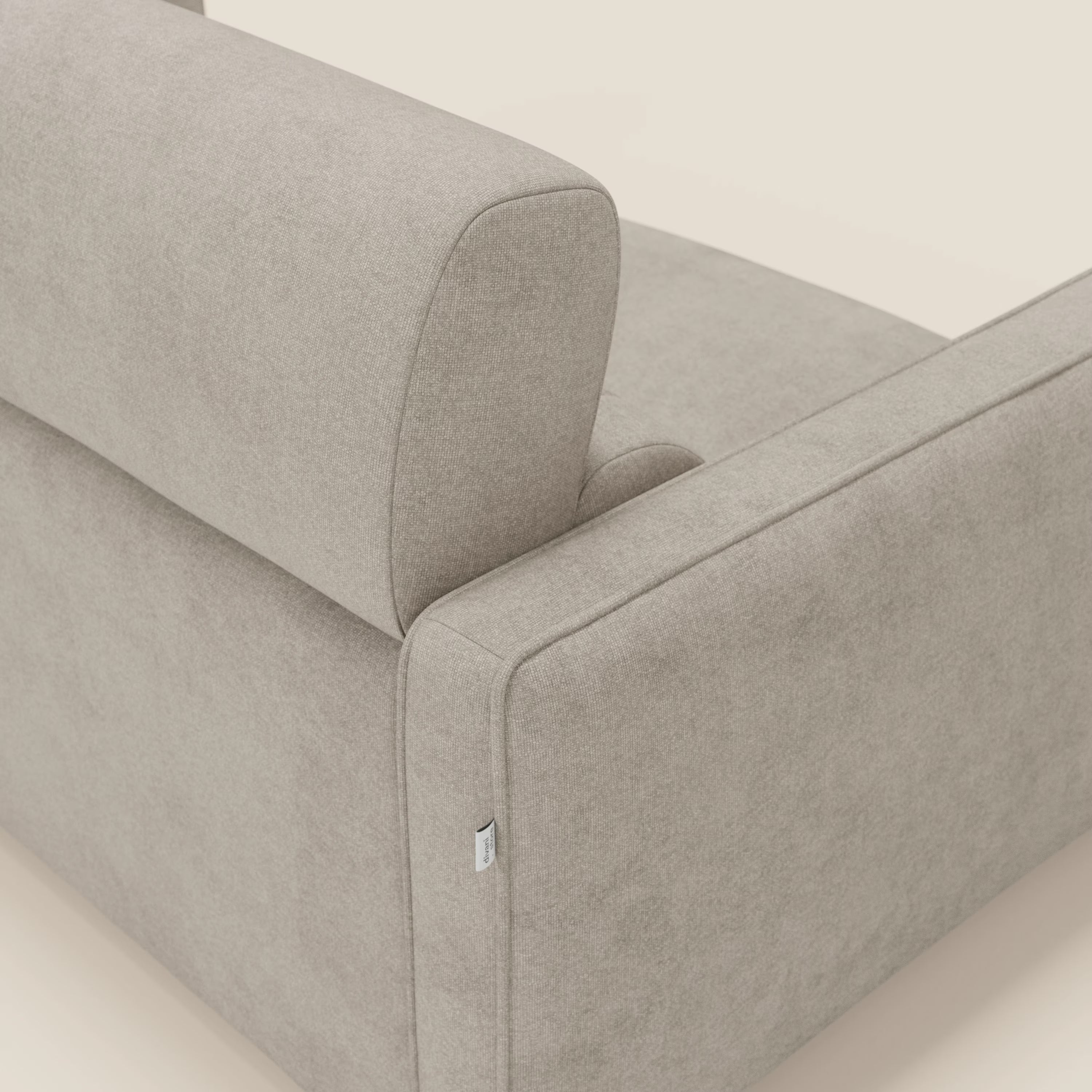 Nivon Divano letto moderno materasso H16 cm con poggiatesta in tessuto impermeabile T25 beige