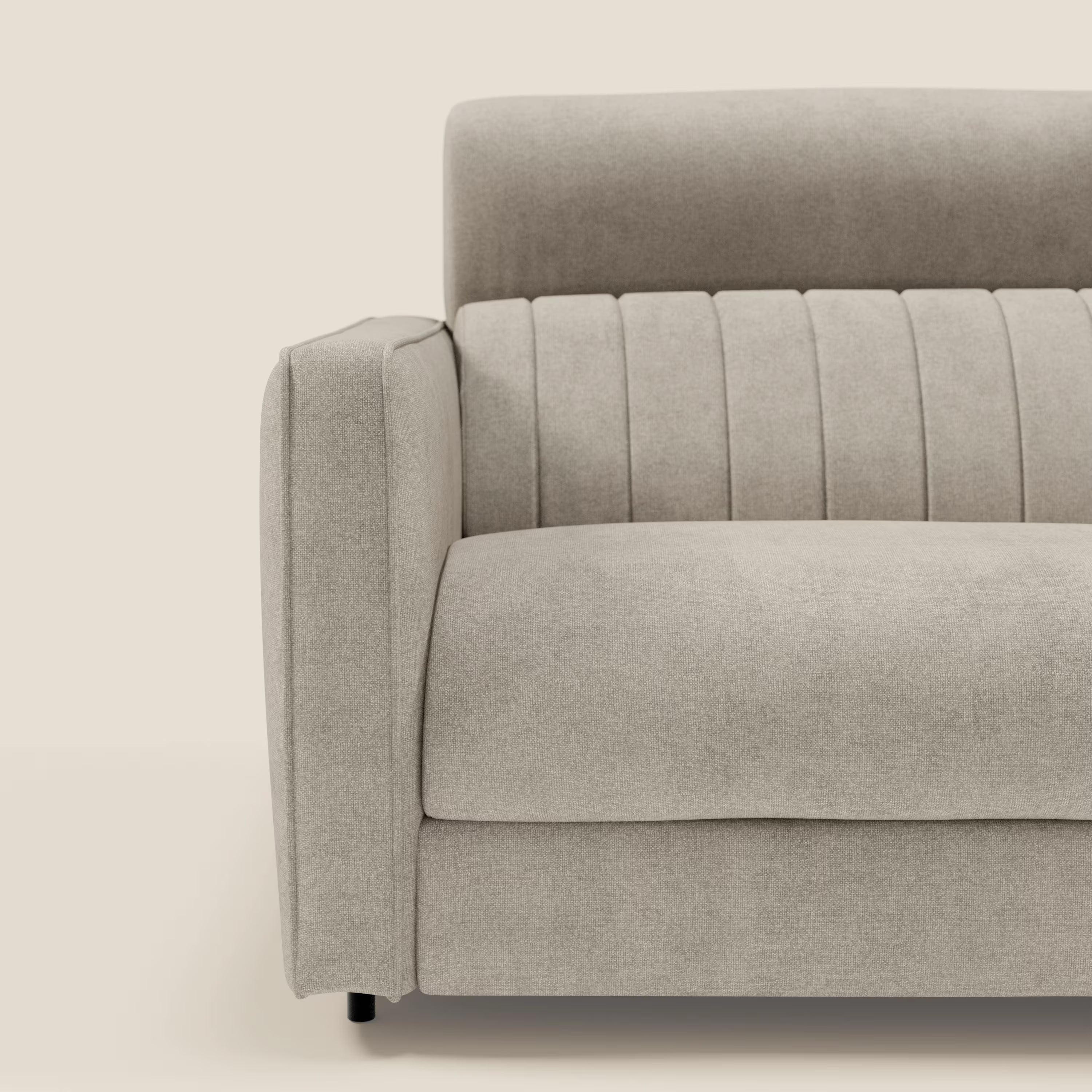 Nivon Divano letto moderno materasso H16 cm con poggiatesta in tessuto impermeabile T25 beige