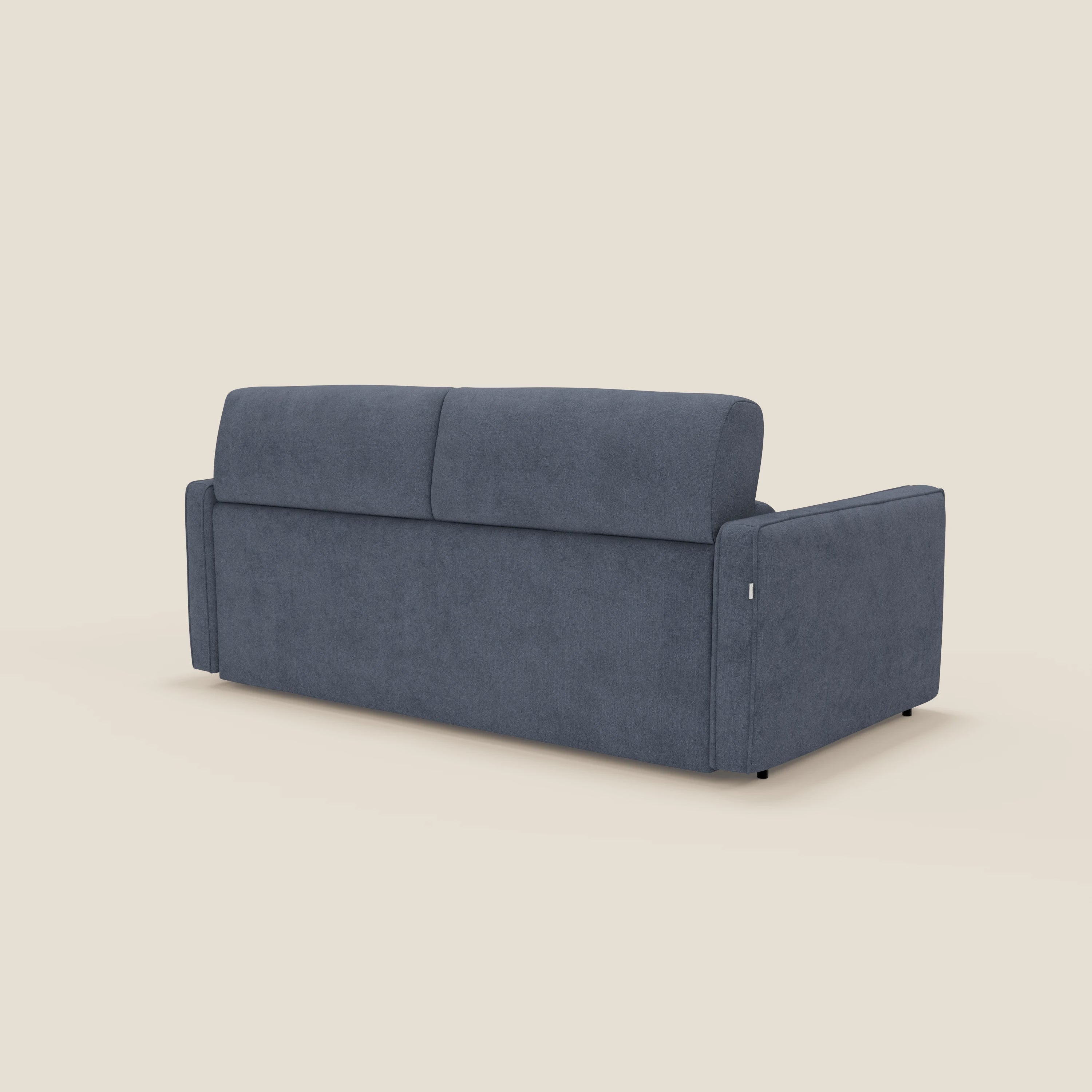 Nivon Divano letto moderno materasso H16 cm con poggiatesta in tessuto impermeabile T25 blu denim
