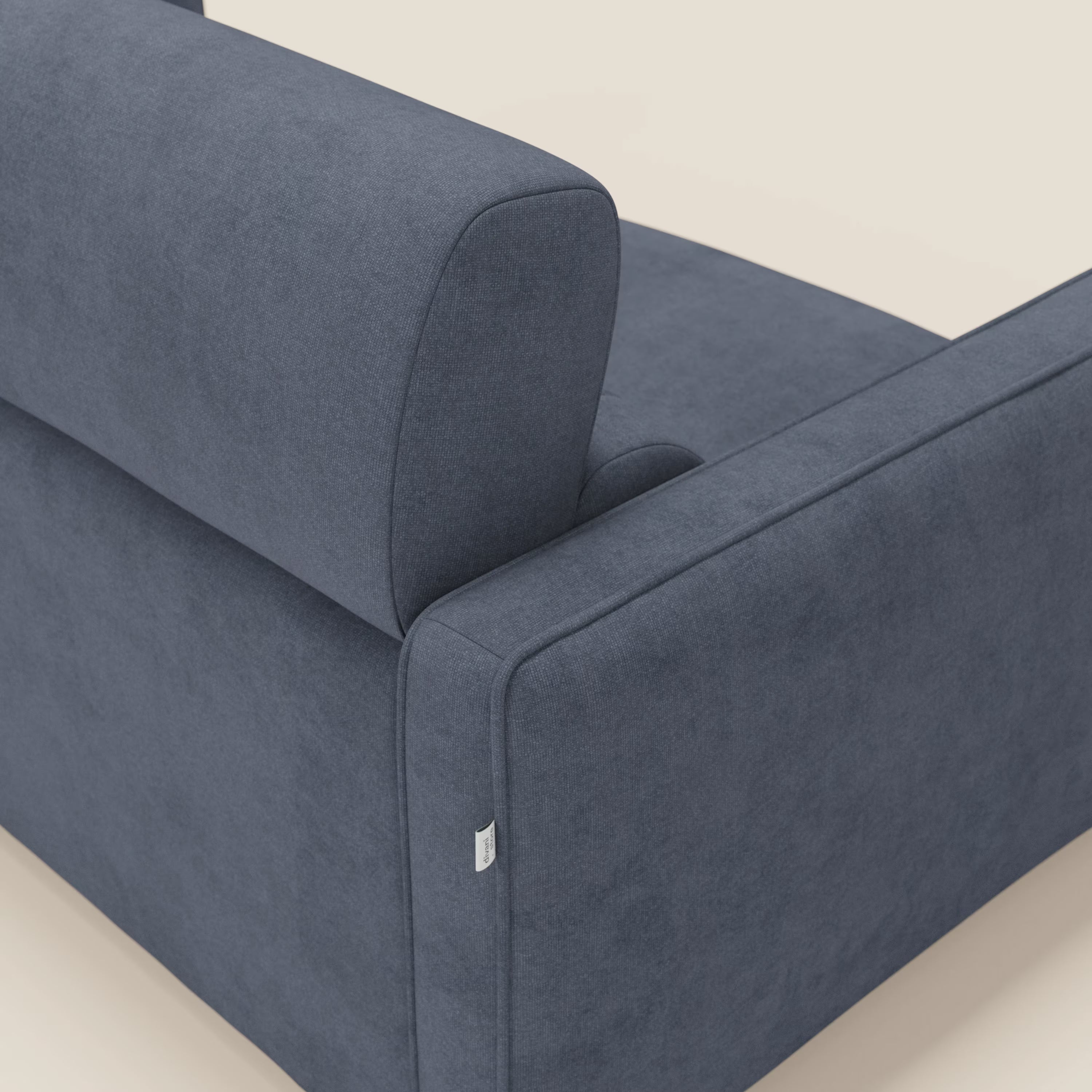 Nivon Divano letto moderno materasso H16 cm con poggiatesta in tessuto impermeabile T25 blu denim
