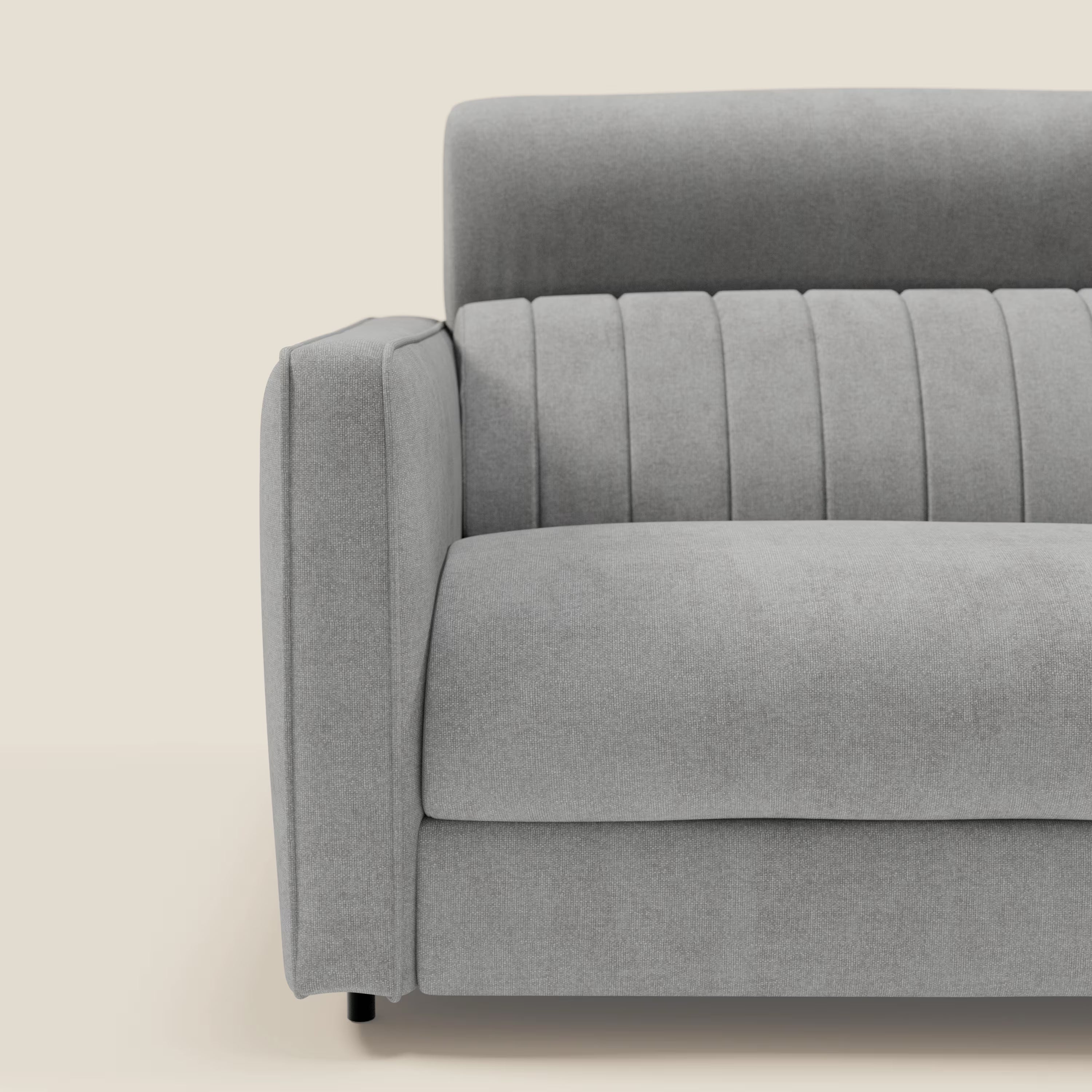 Nivon Divano letto moderno materasso H16 cm con poggiatesta in tessuto impermeabile T25 grigio