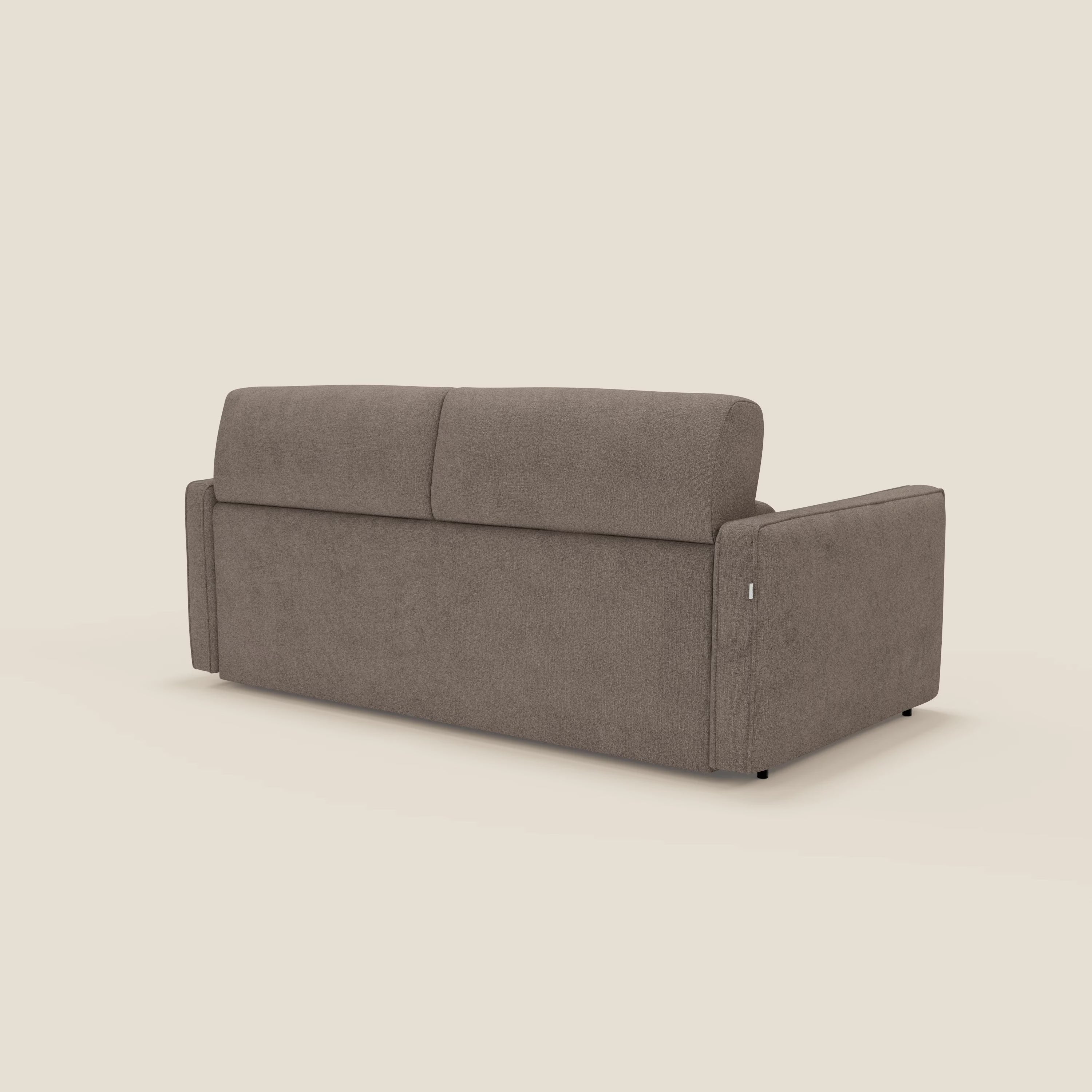 Nivon Divano letto moderno materasso H16 cm con poggiatesta in tessuto impermeabile T25 marrone