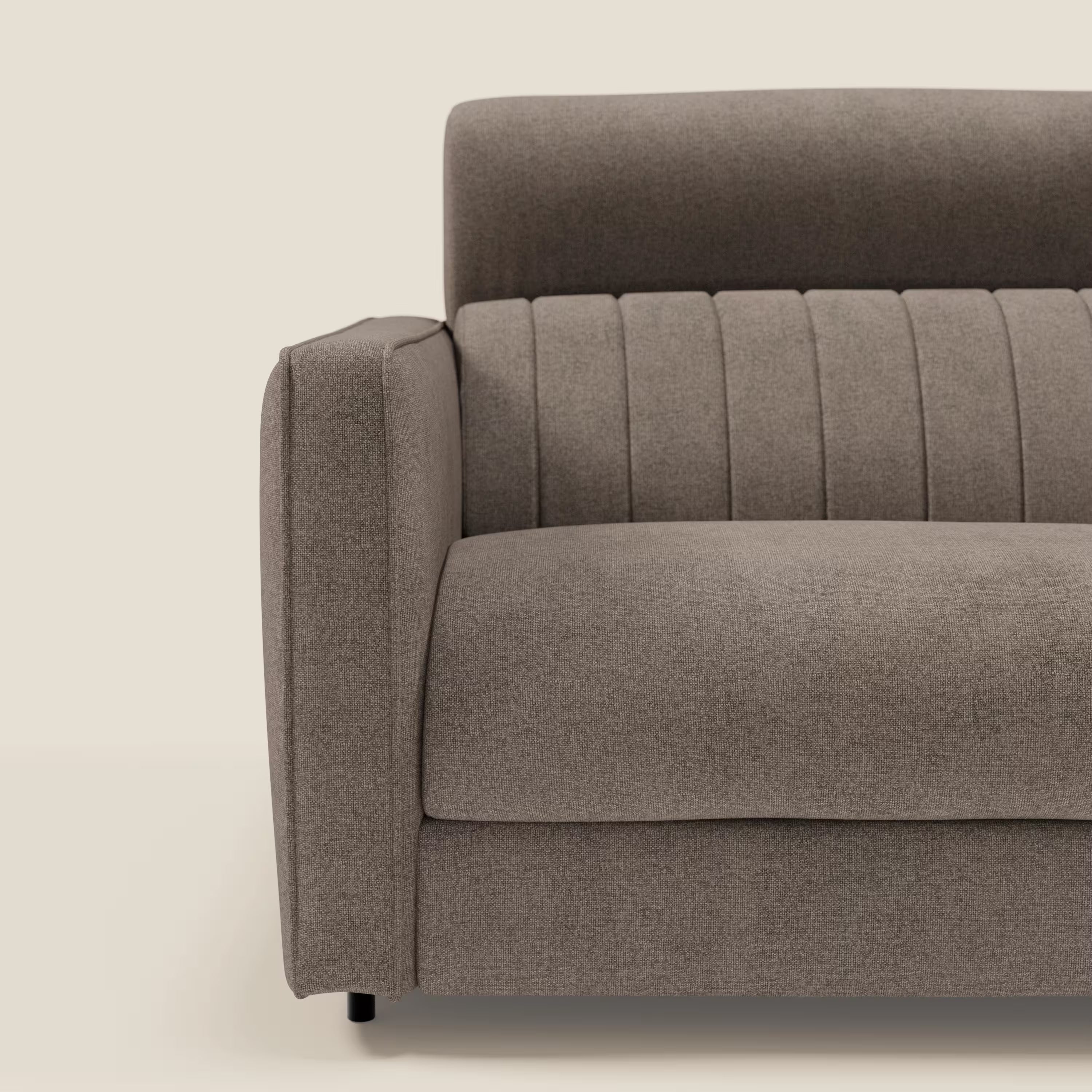 Nivon Divano letto moderno materasso H16 cm con poggiatesta in tessuto impermeabile T25 marrone