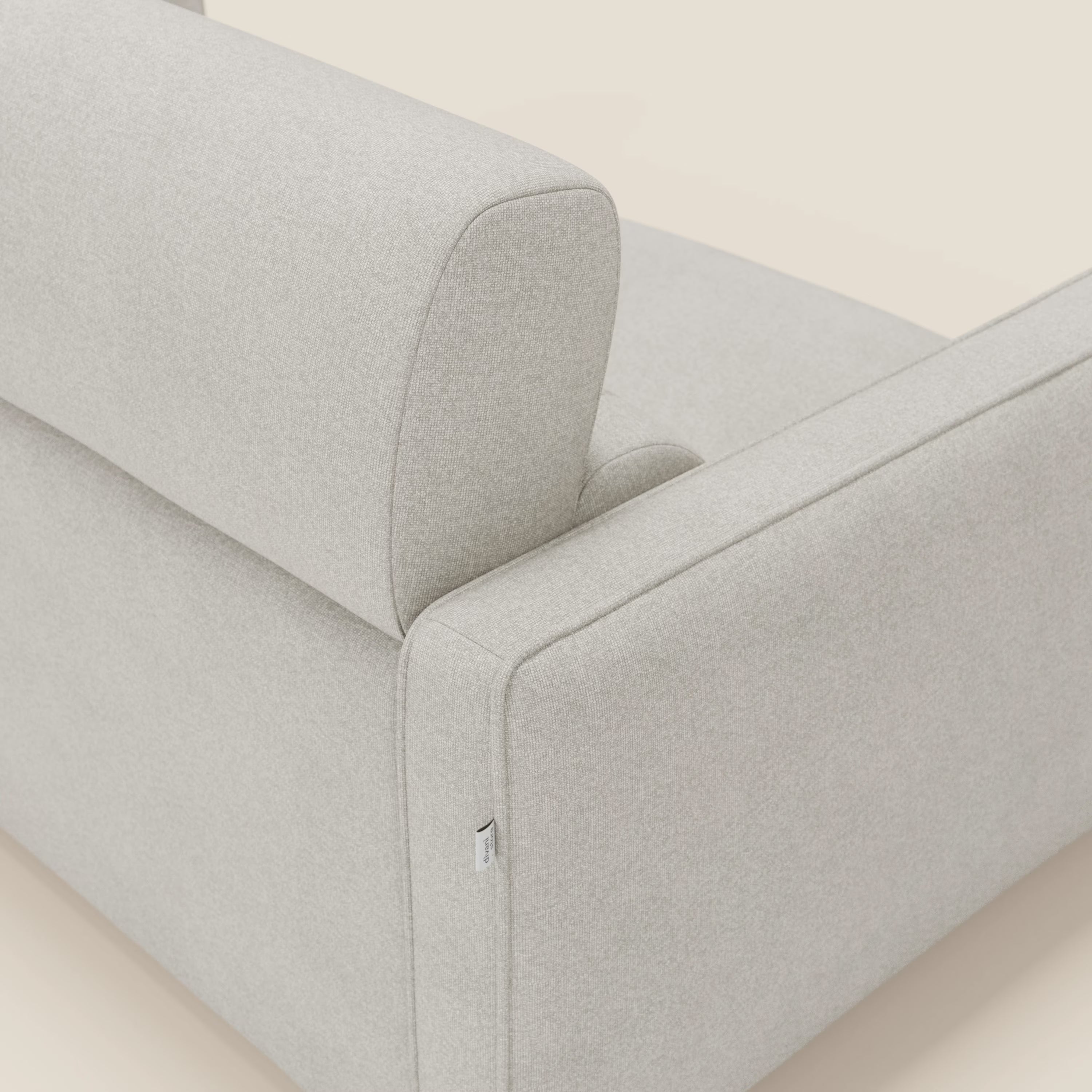 Nivon Divano letto moderno materasso H16 cm con poggiatesta in tessuto impermeabile T25 panna