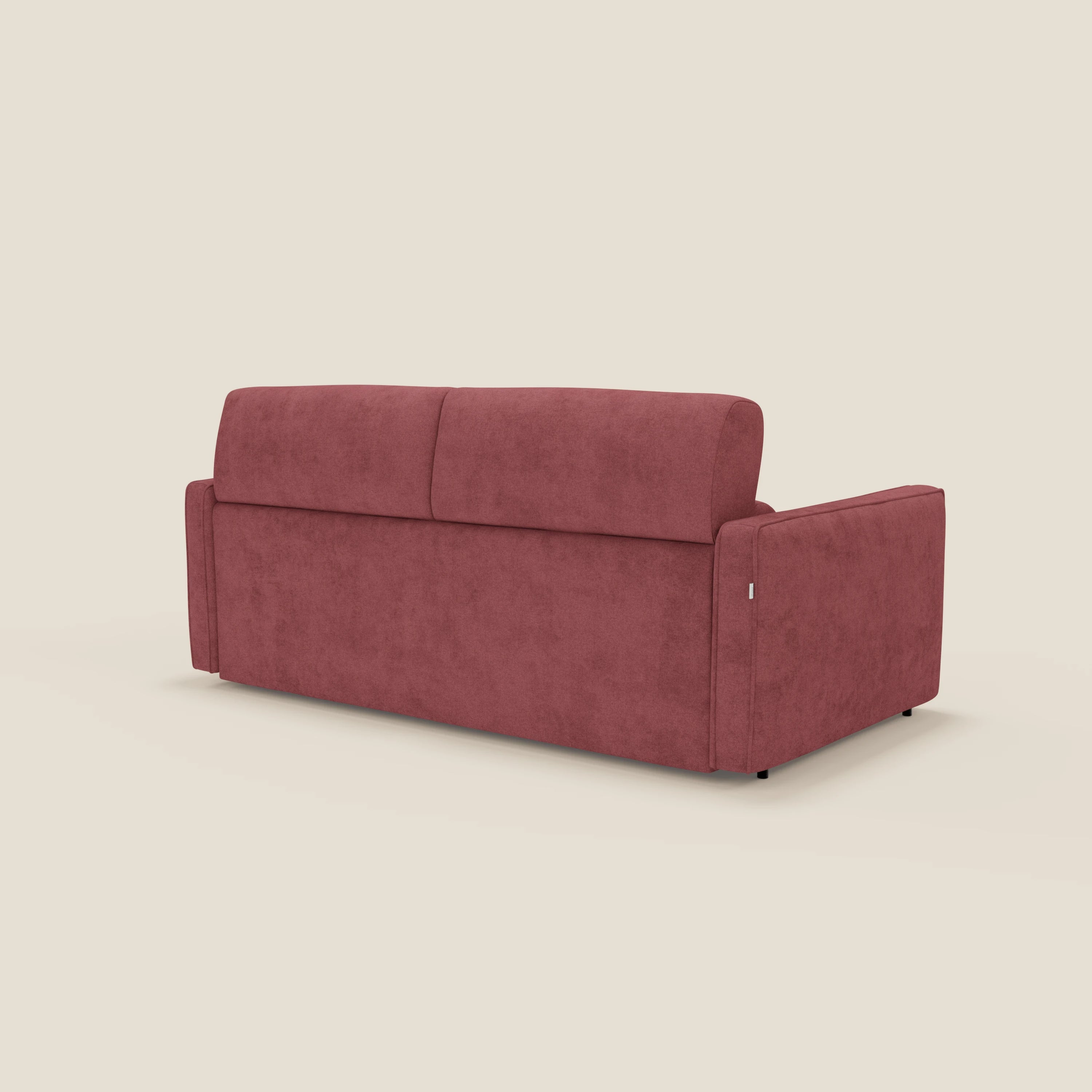 Nivon Divano letto moderno materasso H16 cm con poggiatesta in tessuto impermeabile T25 rosso