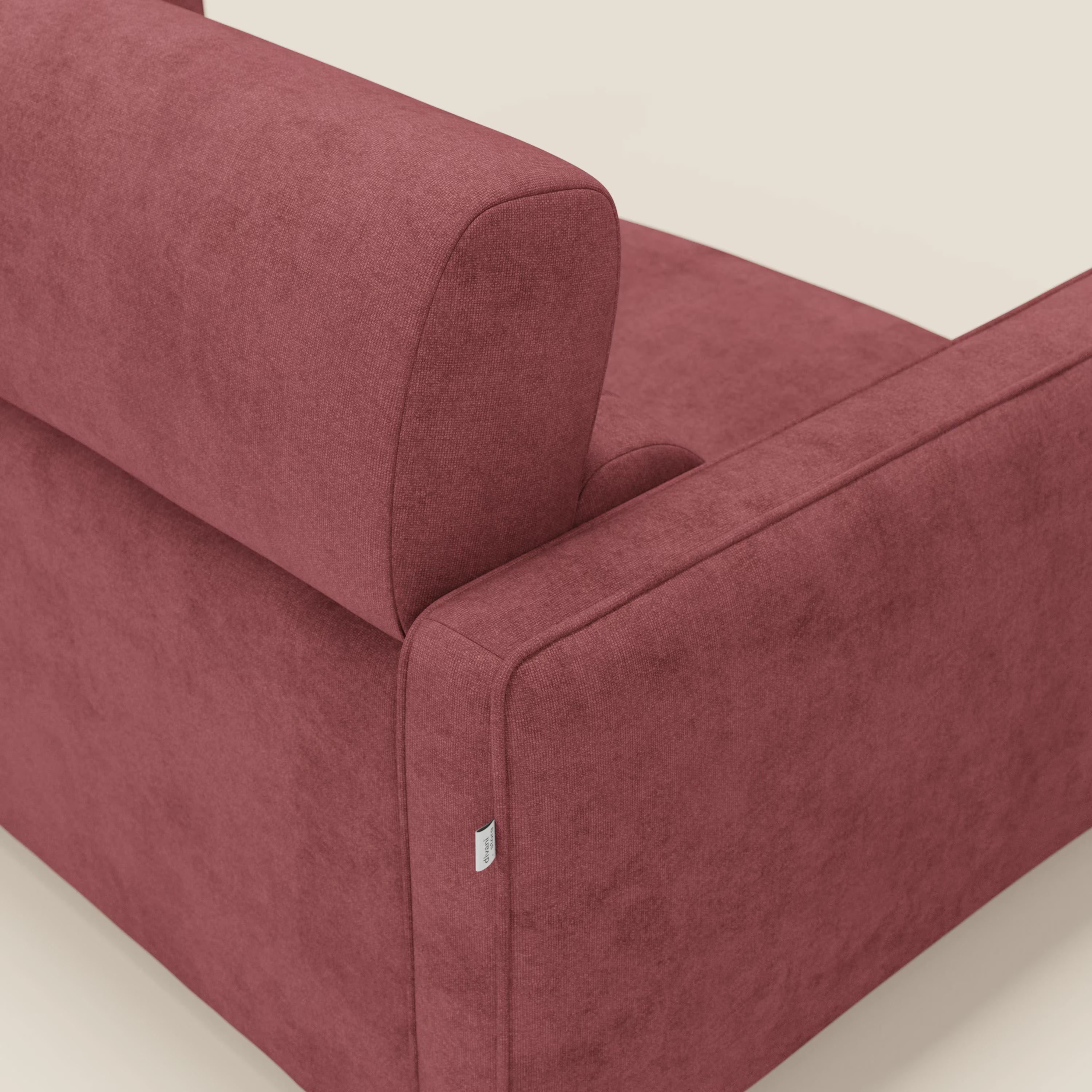 Nivon Divano letto moderno materasso H16 cm con poggiatesta in tessuto impermeabile T25 rosso