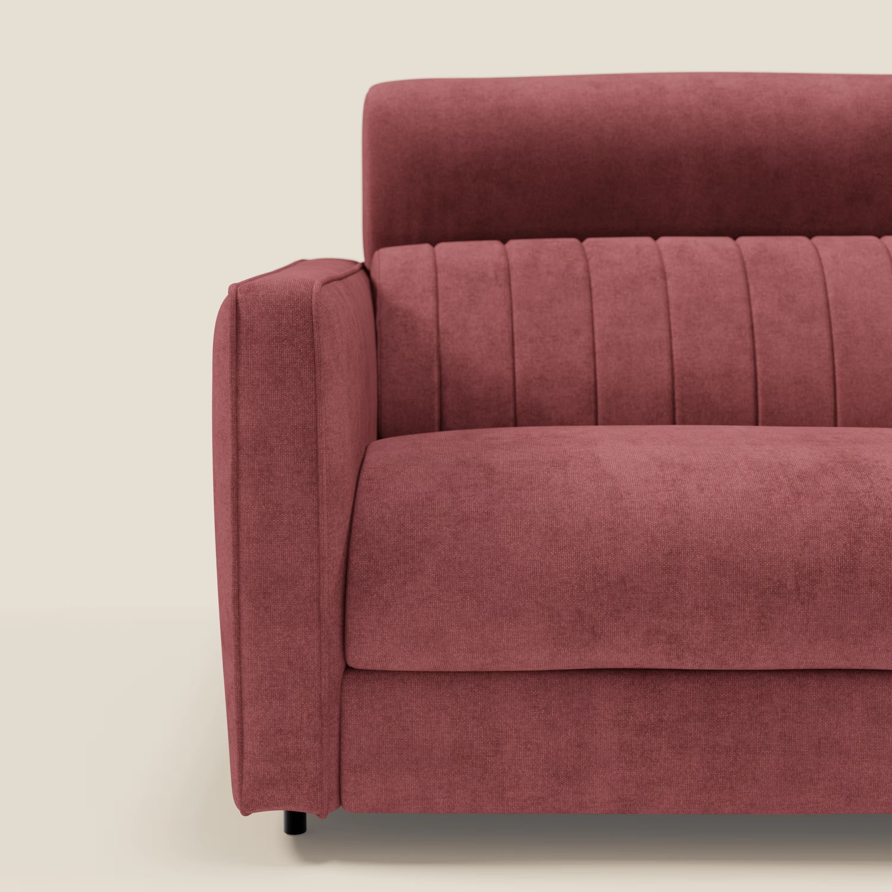 Nivon Divano letto moderno materasso H16 cm con poggiatesta in tessuto impermeabile T25 rosso