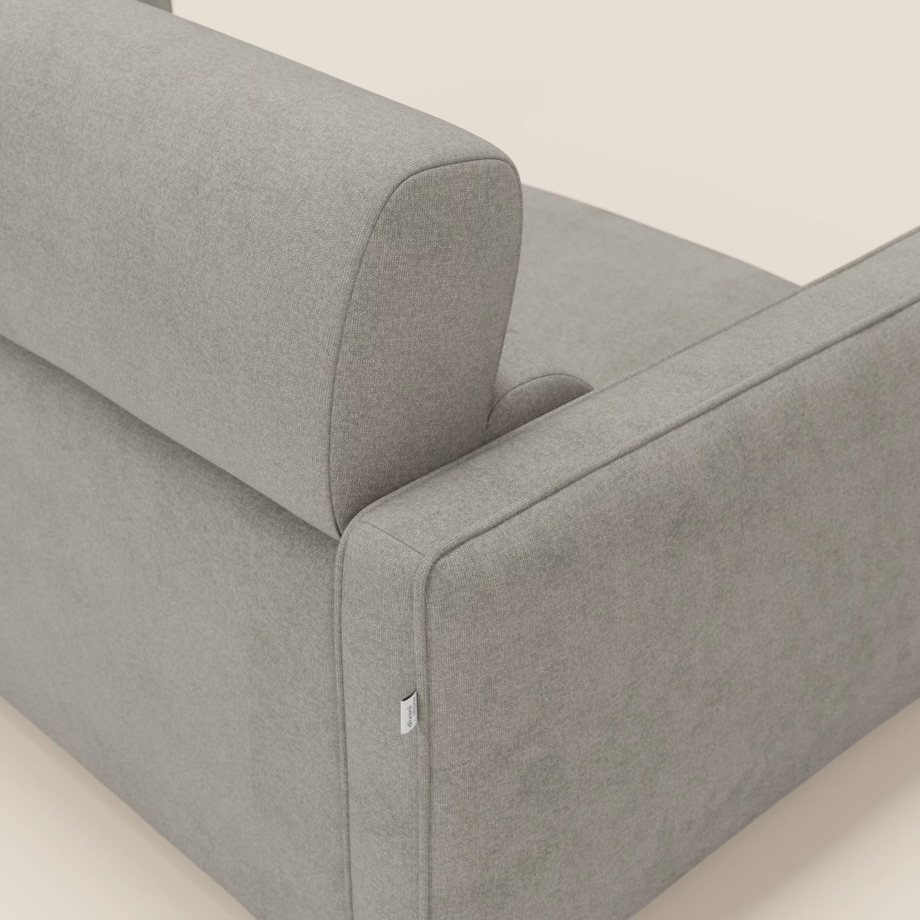 Nivon Divano letto moderno materasso H16 cm con poggiatesta in tessuto impermeabile T25 tortora