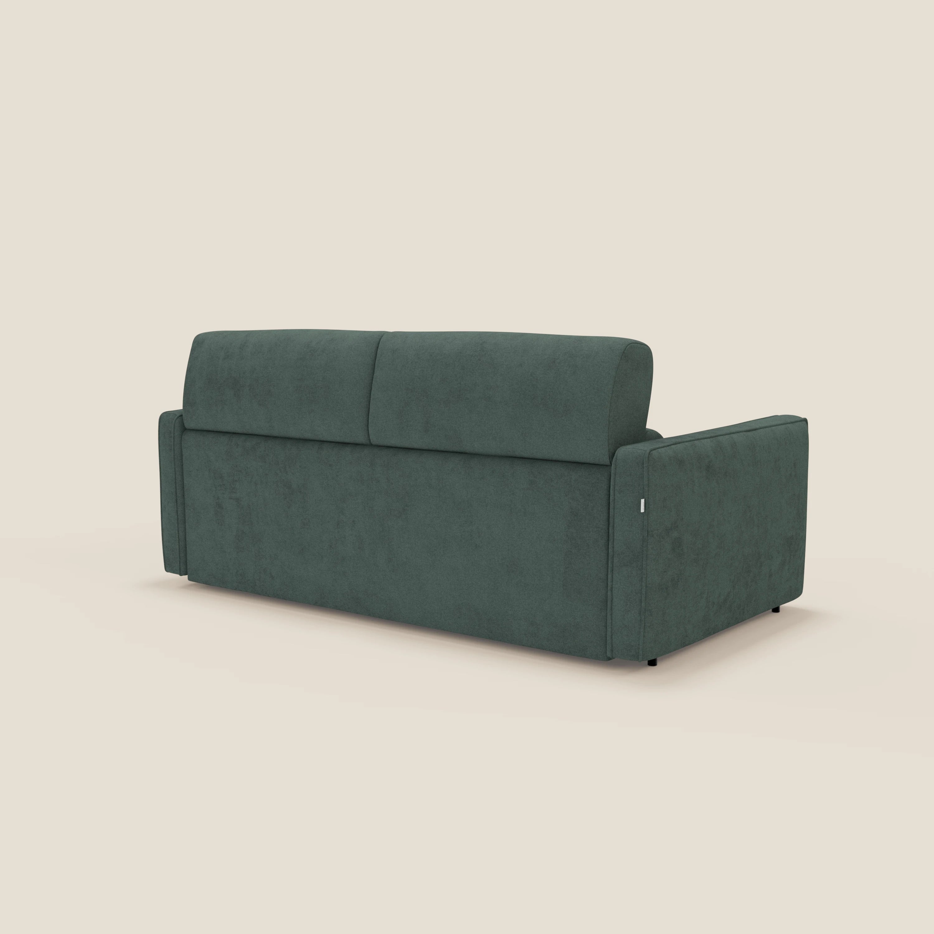 Nivon Divano letto moderno materasso H16 cm con poggiatesta in tessuto impermeabile T25 verde