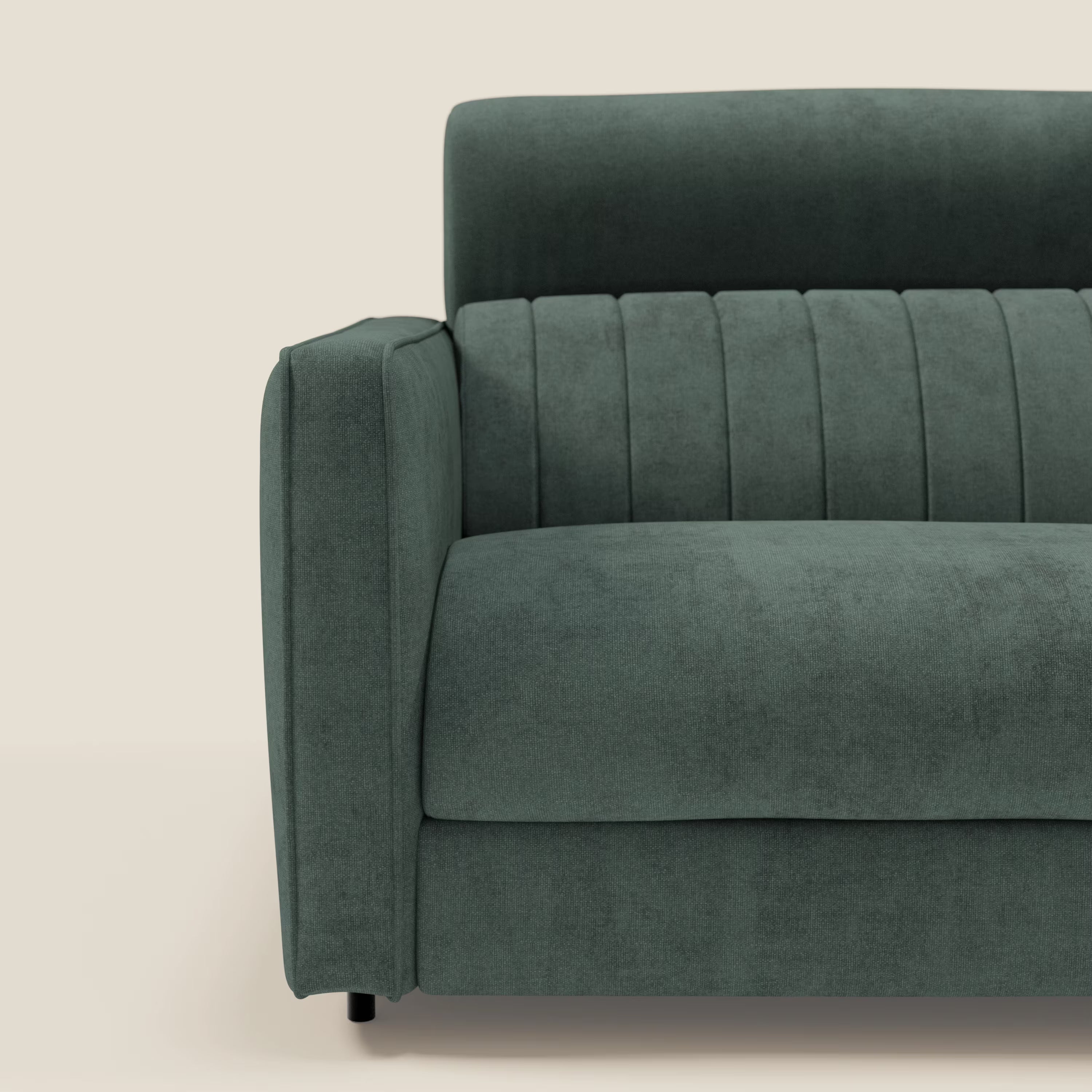 Nivon Divano letto moderno materasso H16 cm con poggiatesta in tessuto impermeabile T25 verde