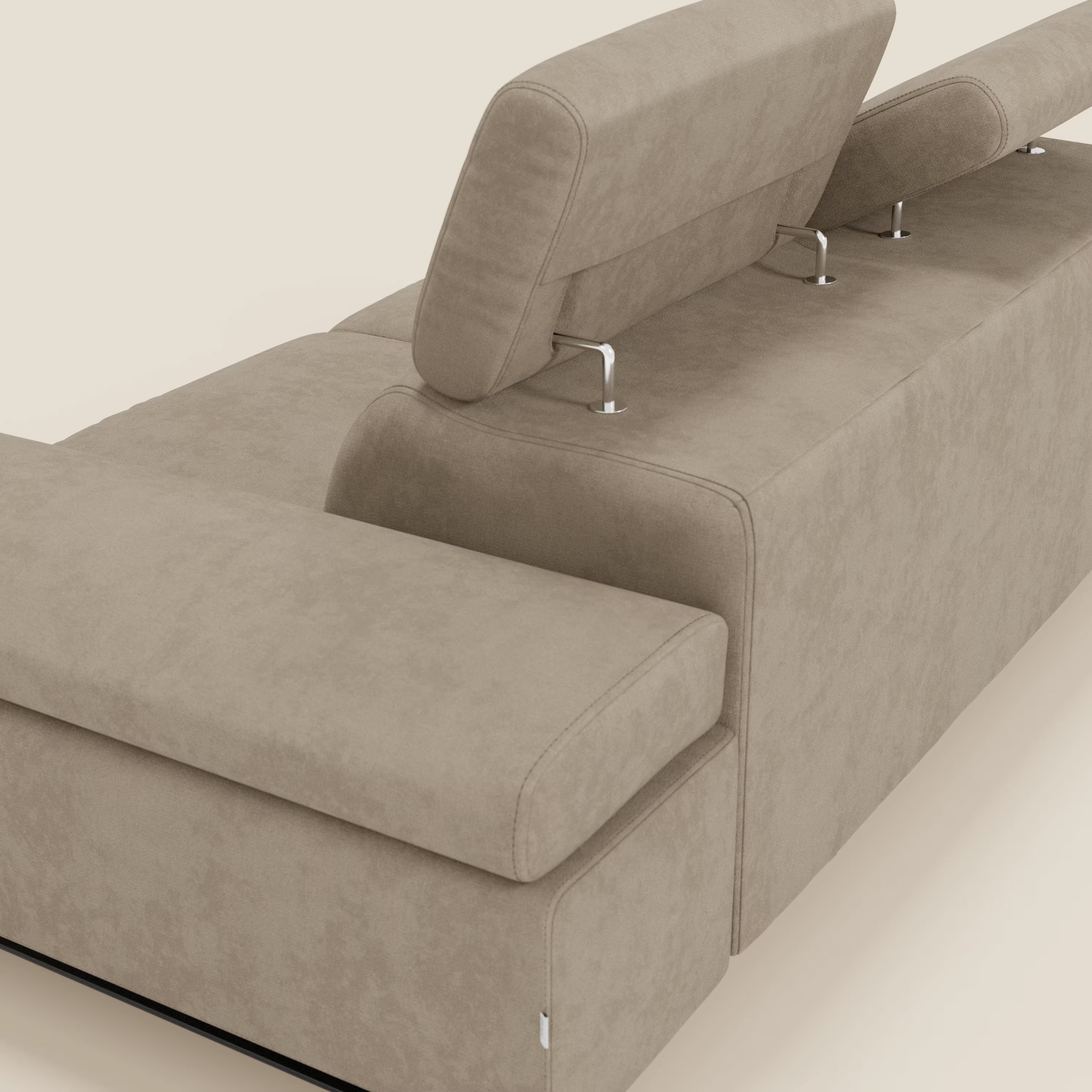 Zayana Divano 3 posti con elemento estraibile - braccioli e poggiatesta regolabili in tessuto impermeabile T02 beige