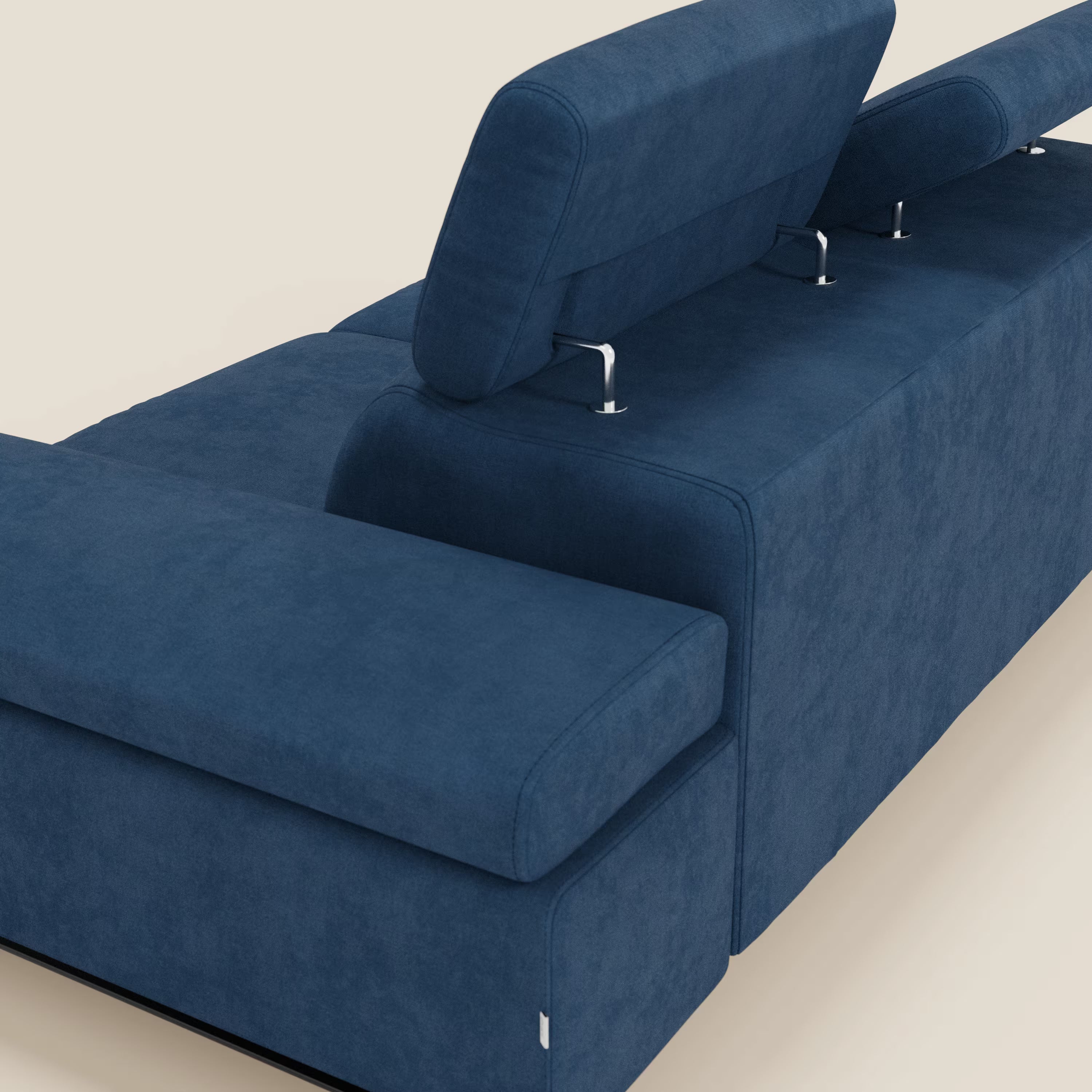Zayana Divano 3 posti con elemento estraibile - braccioli e poggiatesta regolabili in tessuto impermeabile T02 blu