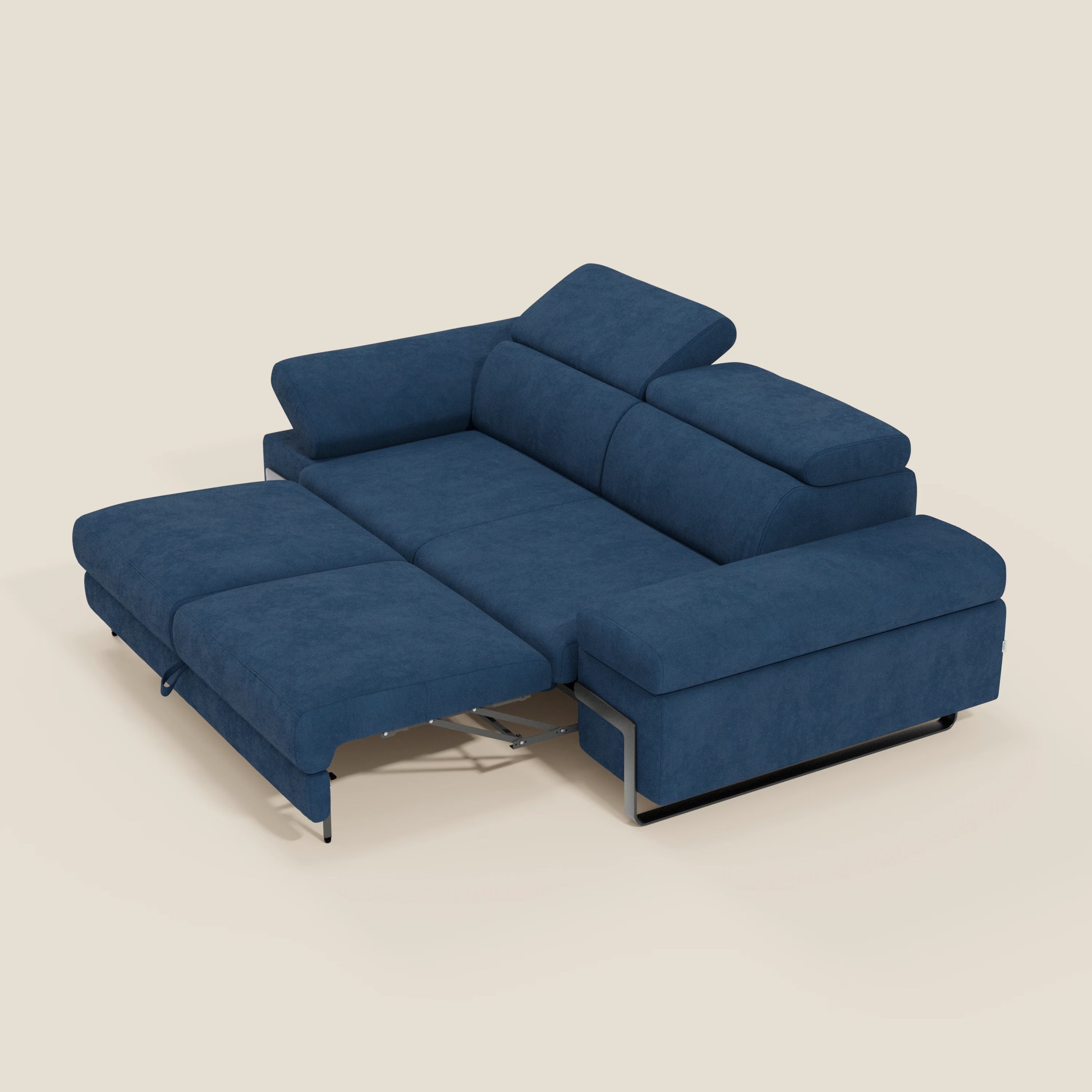 Zayana Divano 3 posti con elemento estraibile - braccioli e poggiatesta regolabili in tessuto impermeabile T02 blu