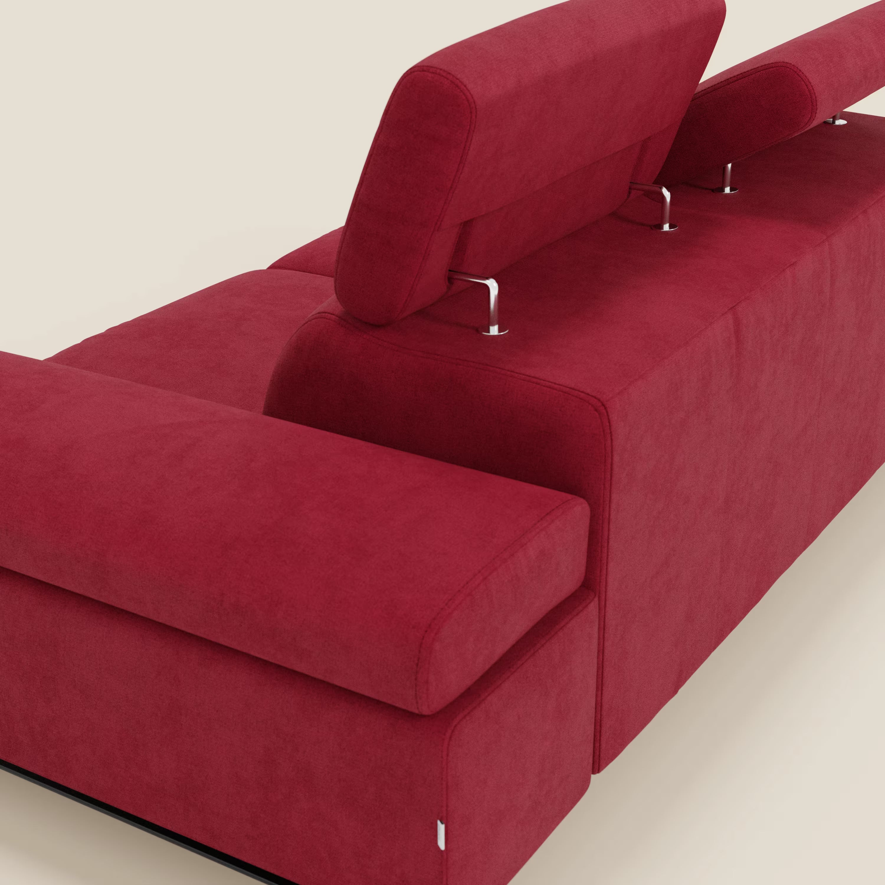 Zayana Divano 3 posti con elemento estraibile - braccioli e poggiatesta regolabili in tessuto impermeabile T02 rosso