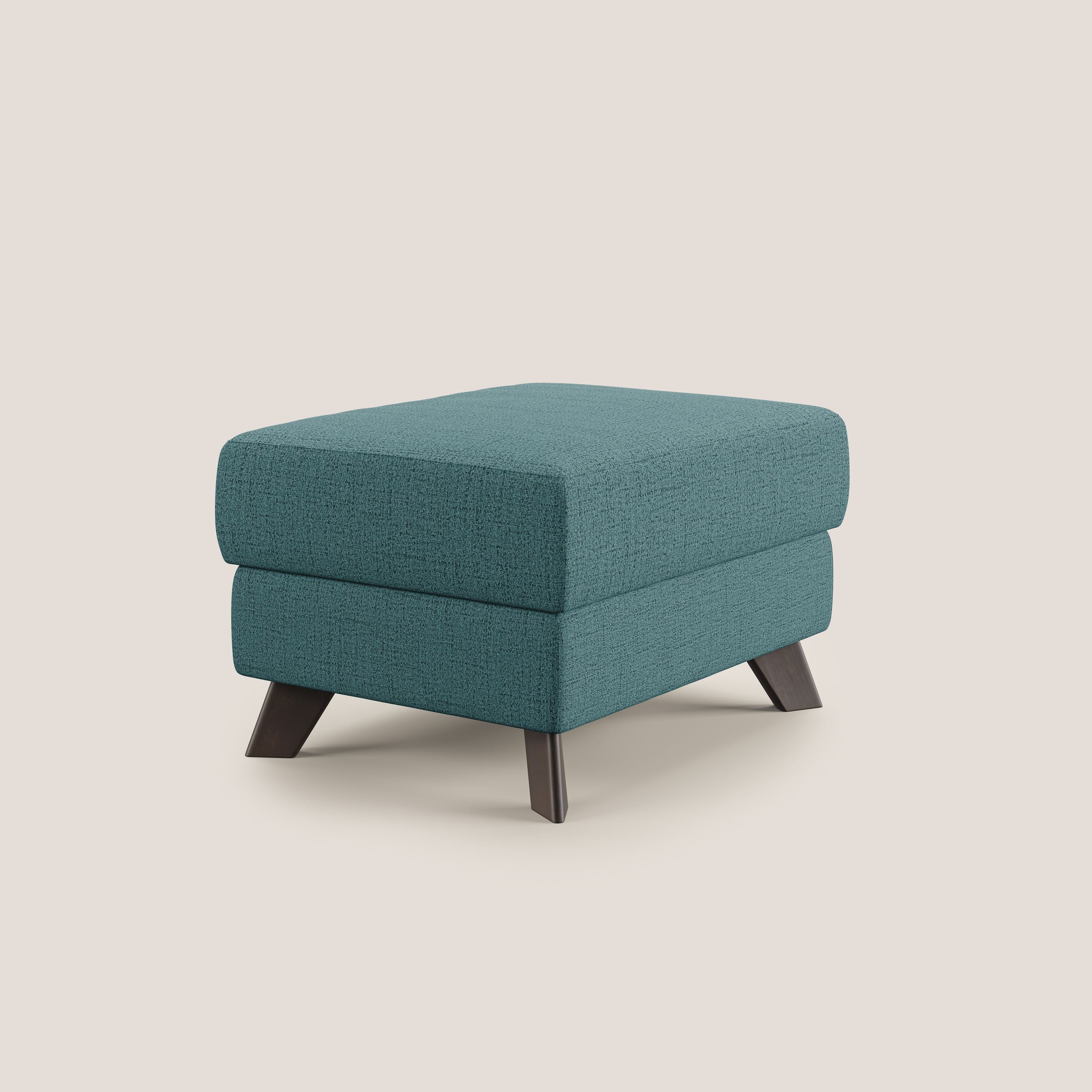 Moon Pouf contenitore e piedini alti in tessuto morbido impermeabile fiammato T03 azzurro - divani.store