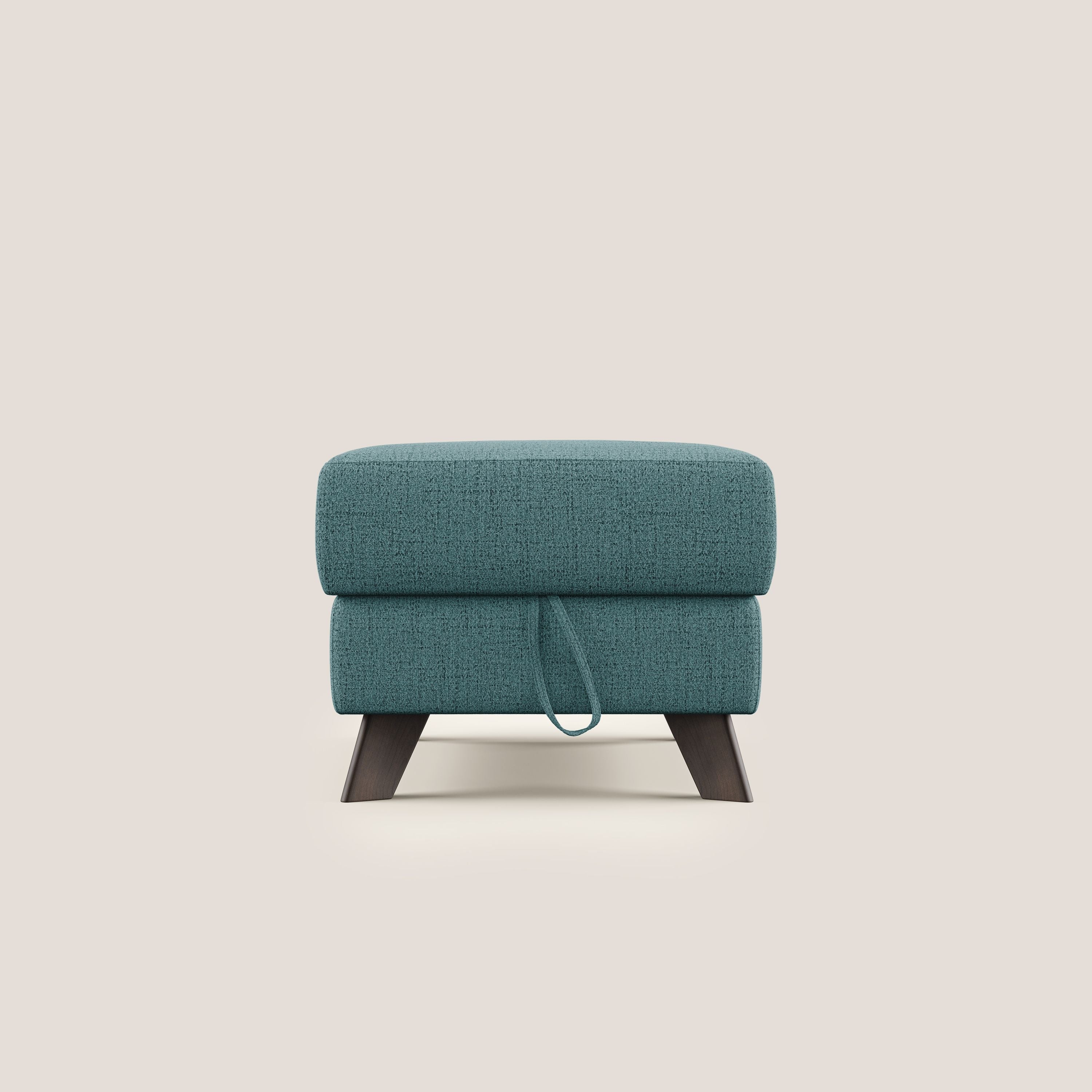 Moon Pouf contenitore e piedini alti in tessuto morbido impermeabile fiammato T03 azzurro - divani.store