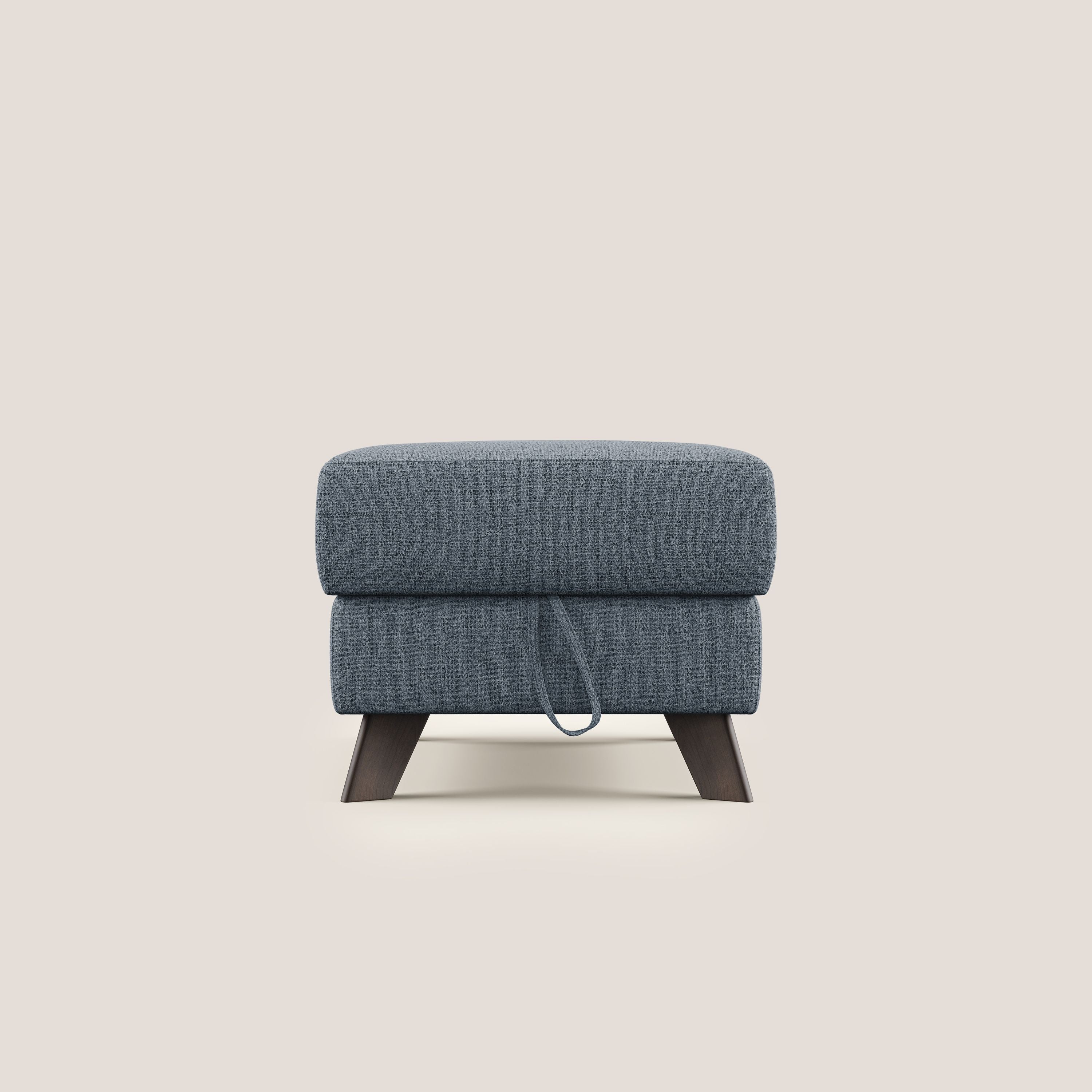 Moon Pouf contenitore e piedini alti in tessuto morbido impermeabile fiammato T03 blu - divani.store