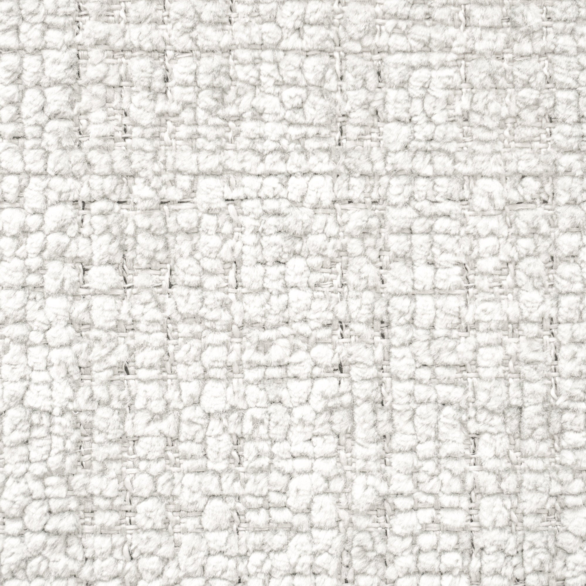 Primo piano del tessuto Personalizzazione in T28 di Divani.Store: un tessuto bianco sporco con un sottile motivo a griglia. La superficie morbida e leggermente soffice presenta fili in rilievo e linee intersecanti per un aspetto accogliente e tattile.