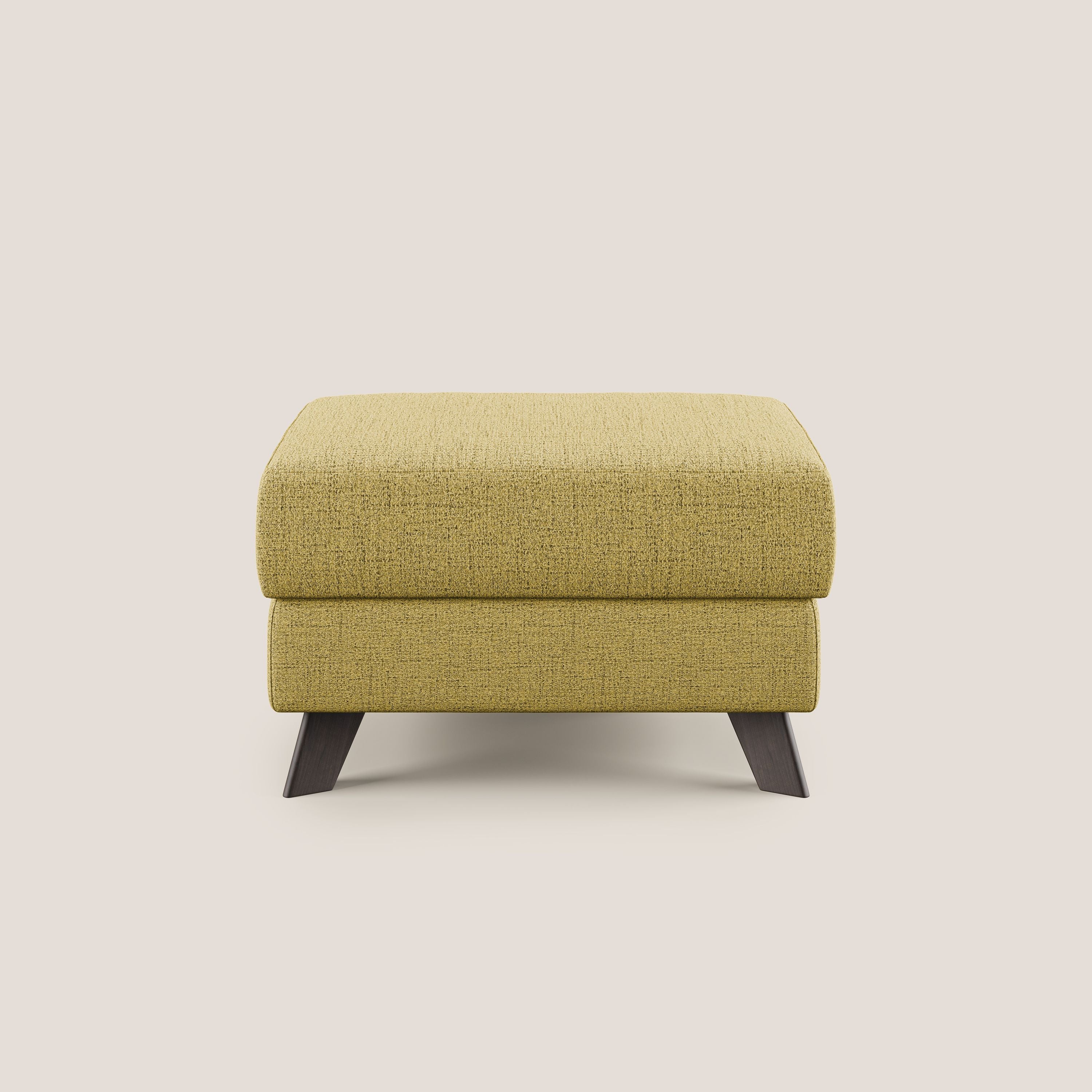 Moon Pouf contenitore e piedini alti in tessuto morbido impermeabile fiammato T03 giallo - divani.store