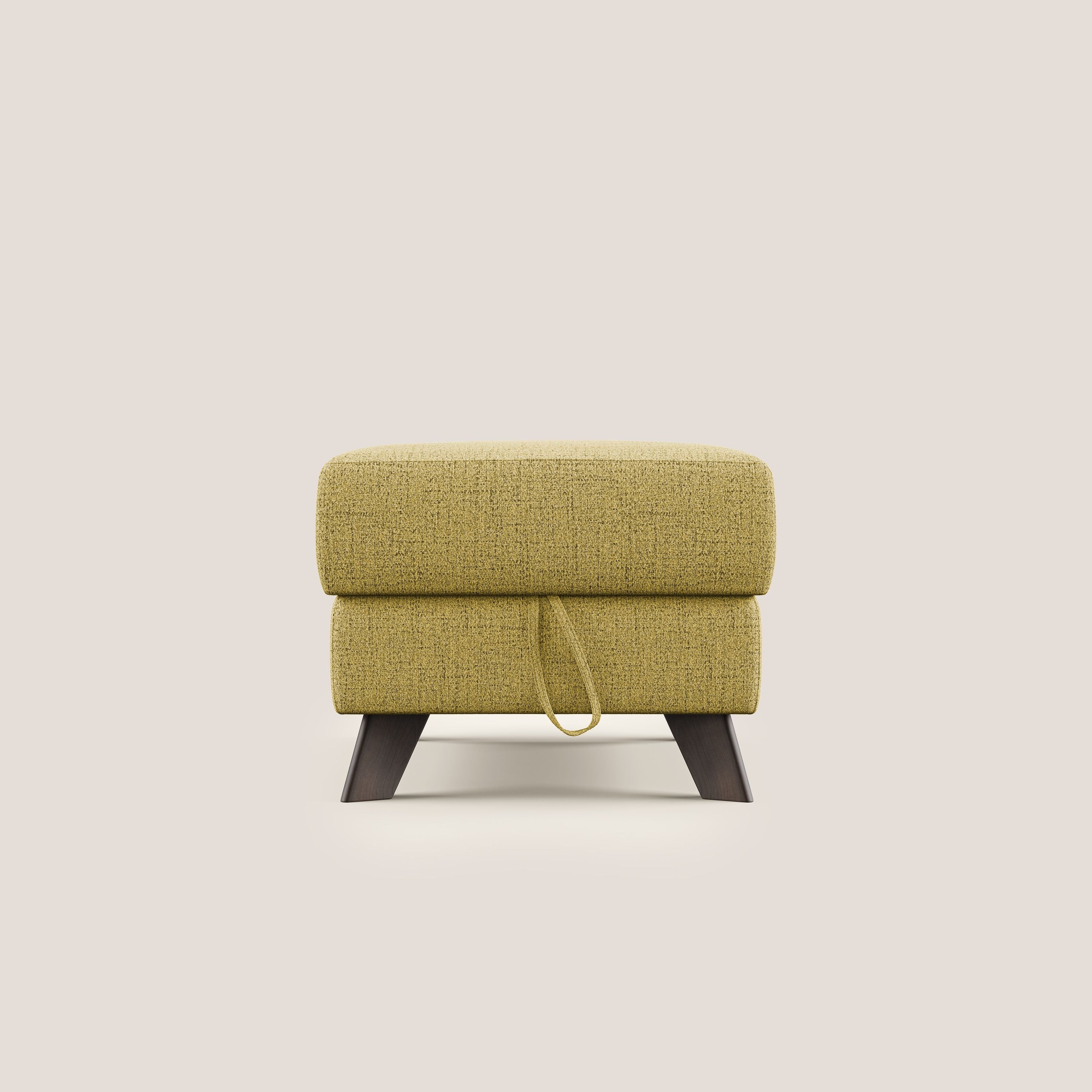 Moon Pouf contenitore e piedini alti in tessuto morbido impermeabile fiammato T03 giallo - divani.store