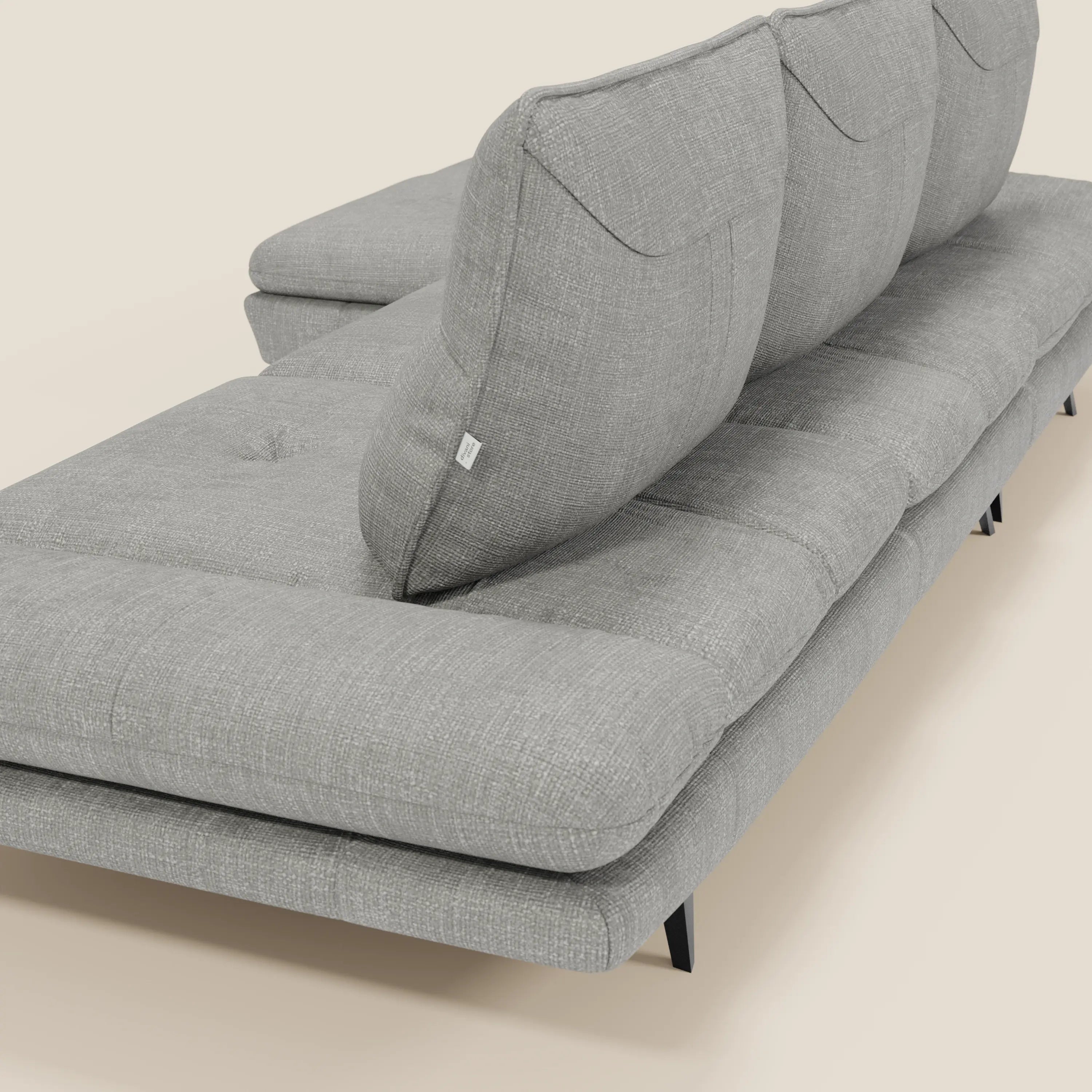 Ardex Divano con penisola - schienali traslanti e braccioli regolabili in elegante tessuto impermeabile T06 grigio