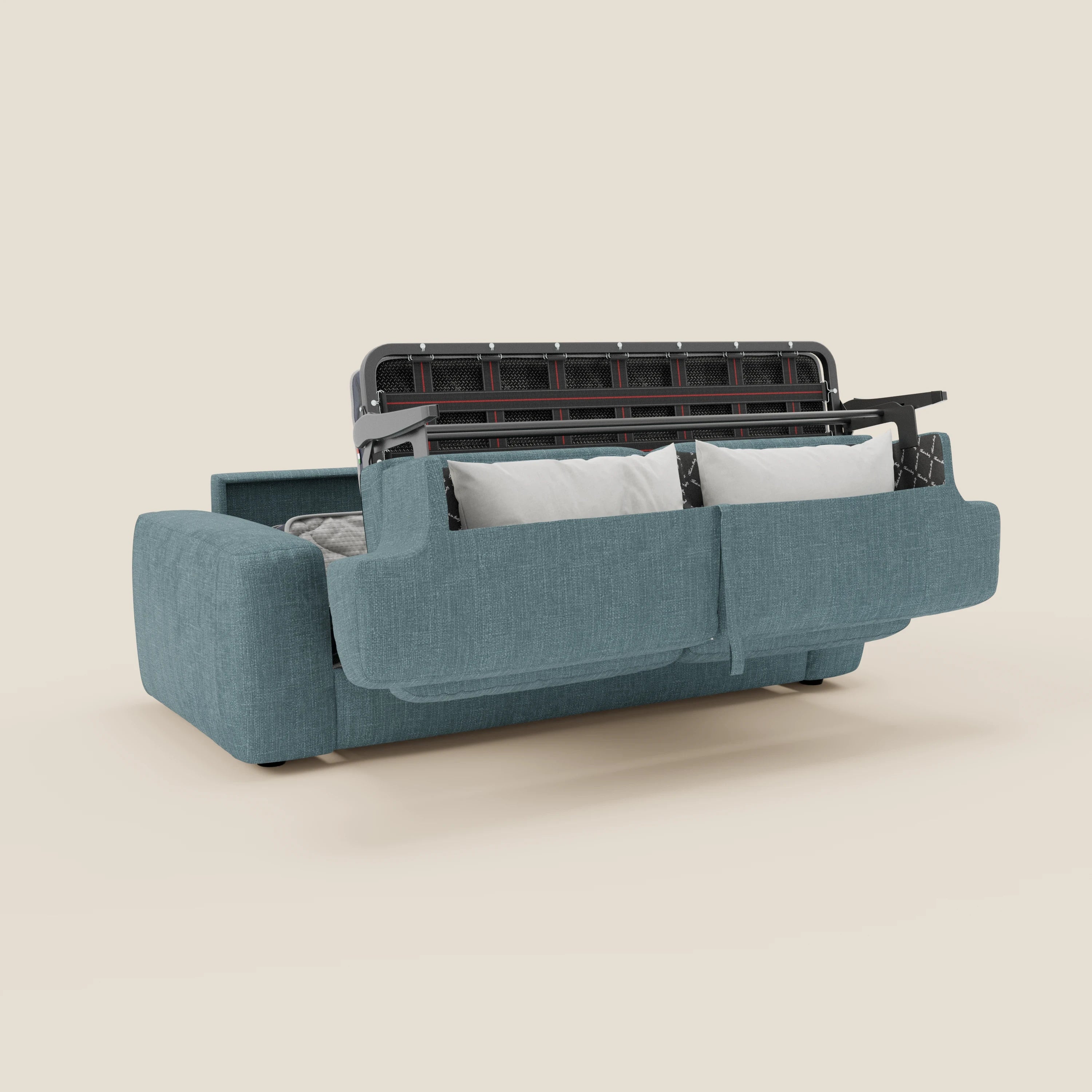Cloud Divano letto materasso H17 cm dai morbidi cuscini in tessuto impermeabile T06 azzurro