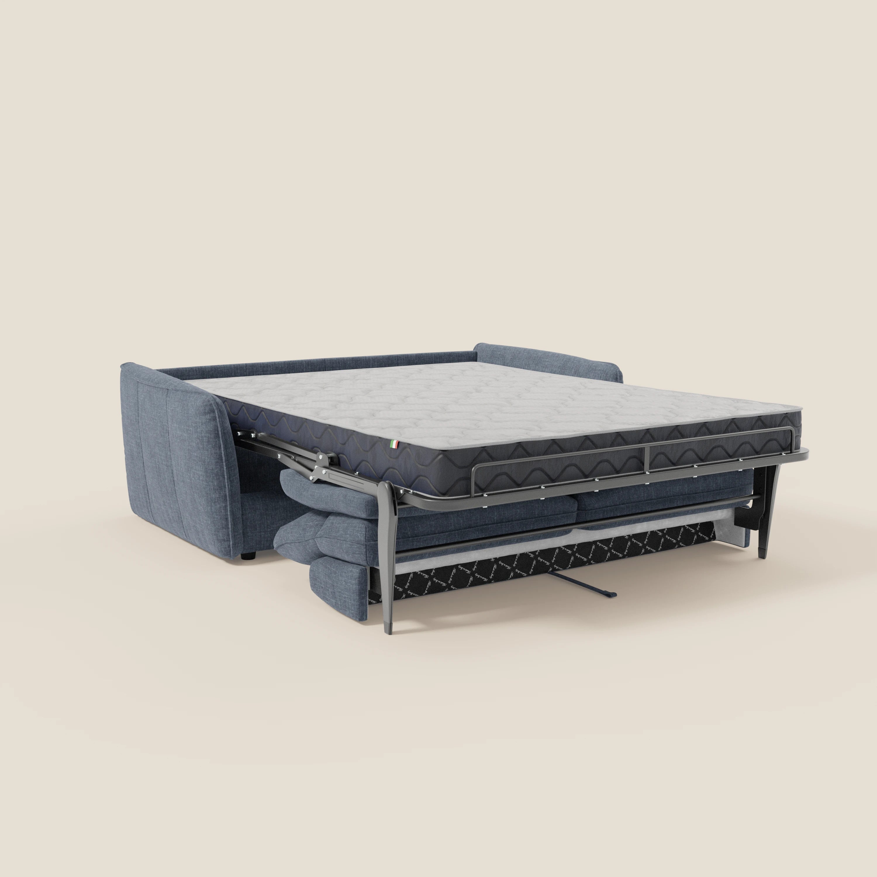 Elios Divano letto con morbidi cuscini spalliera in tessuto smacchiabile T24 blu ardesia