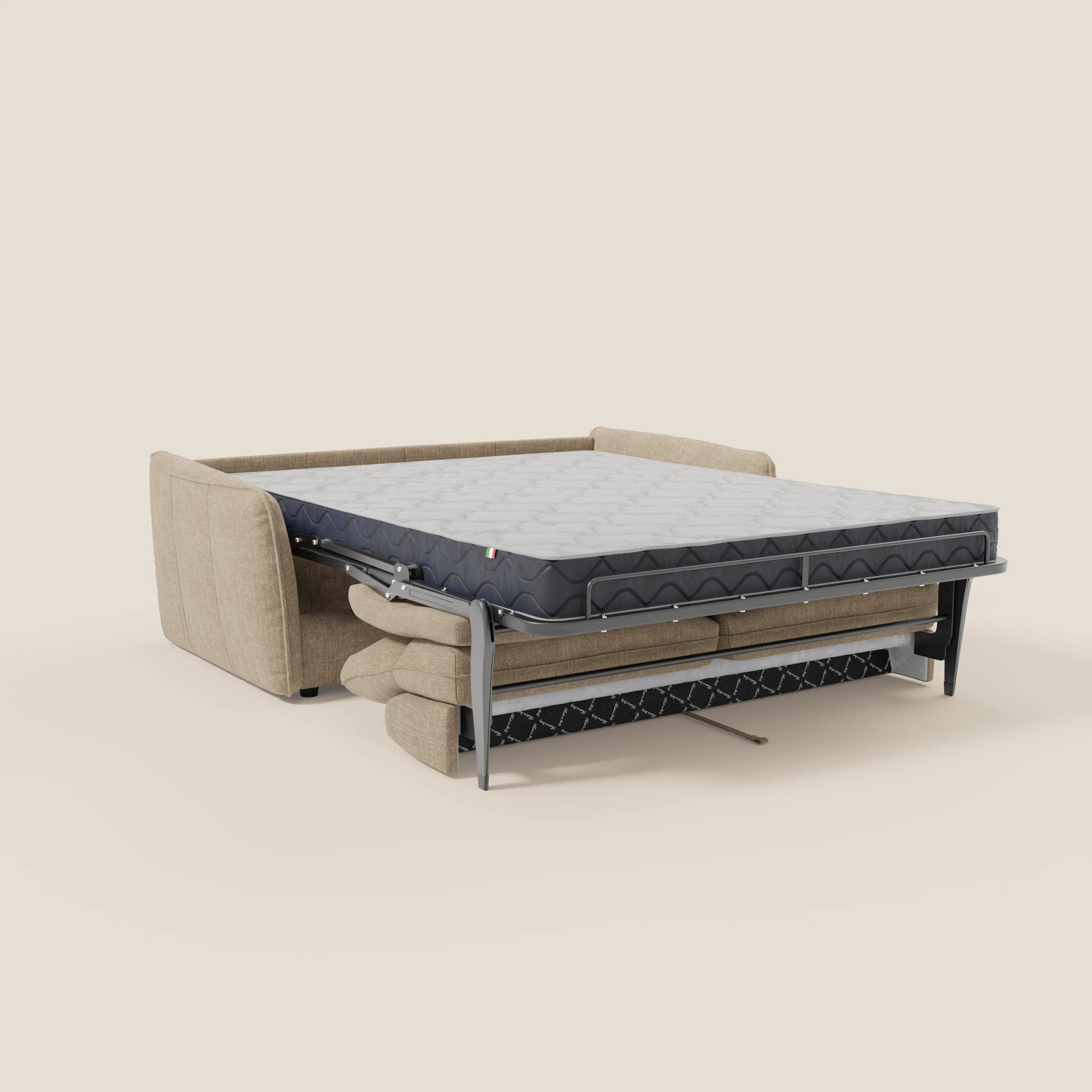 Elios Divano letto con morbidi cuscini spalliera in tessuto smacchiabile T24 beige