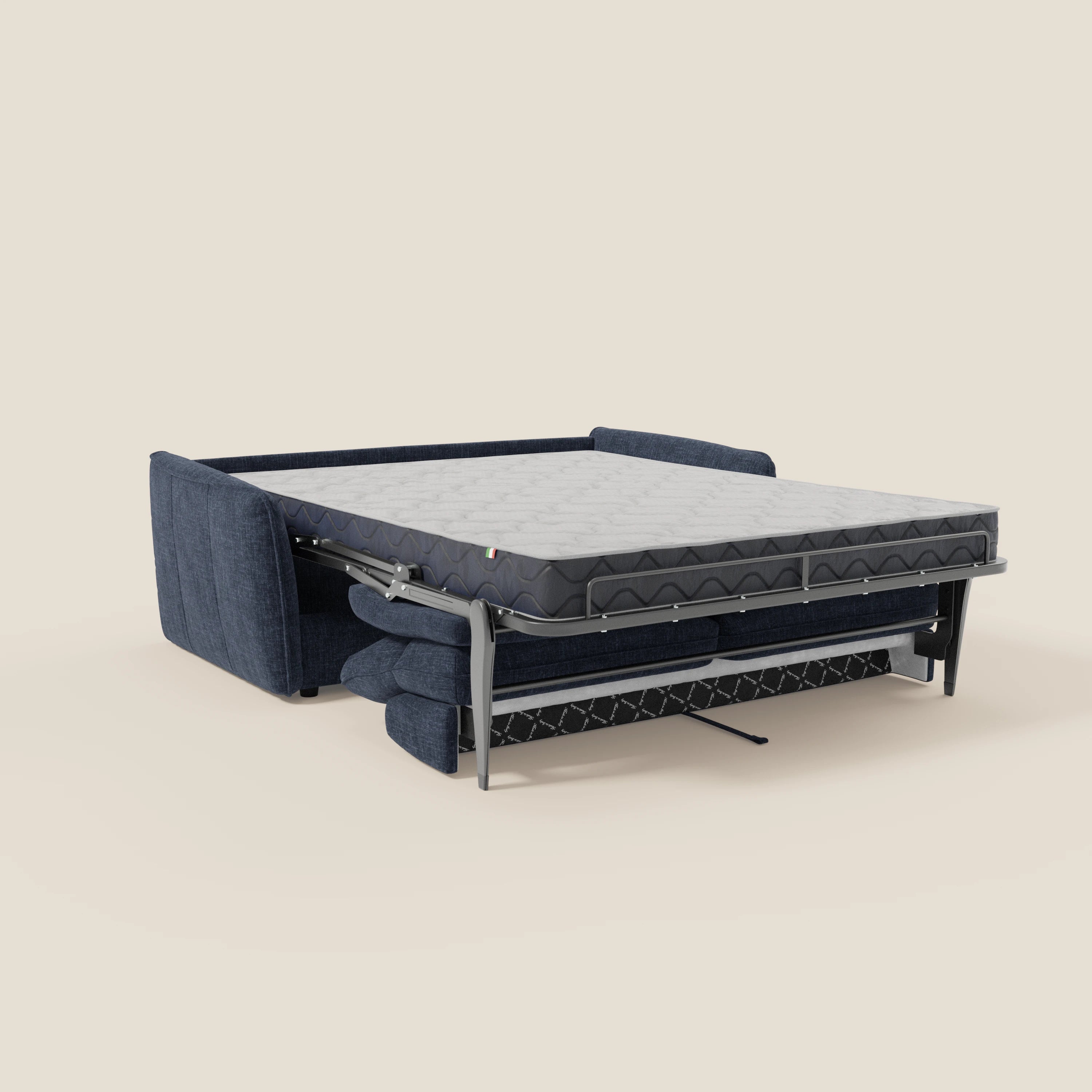 Elios Divano letto con morbidi cuscini spalliera in tessuto smacchiabile T24 blu notte