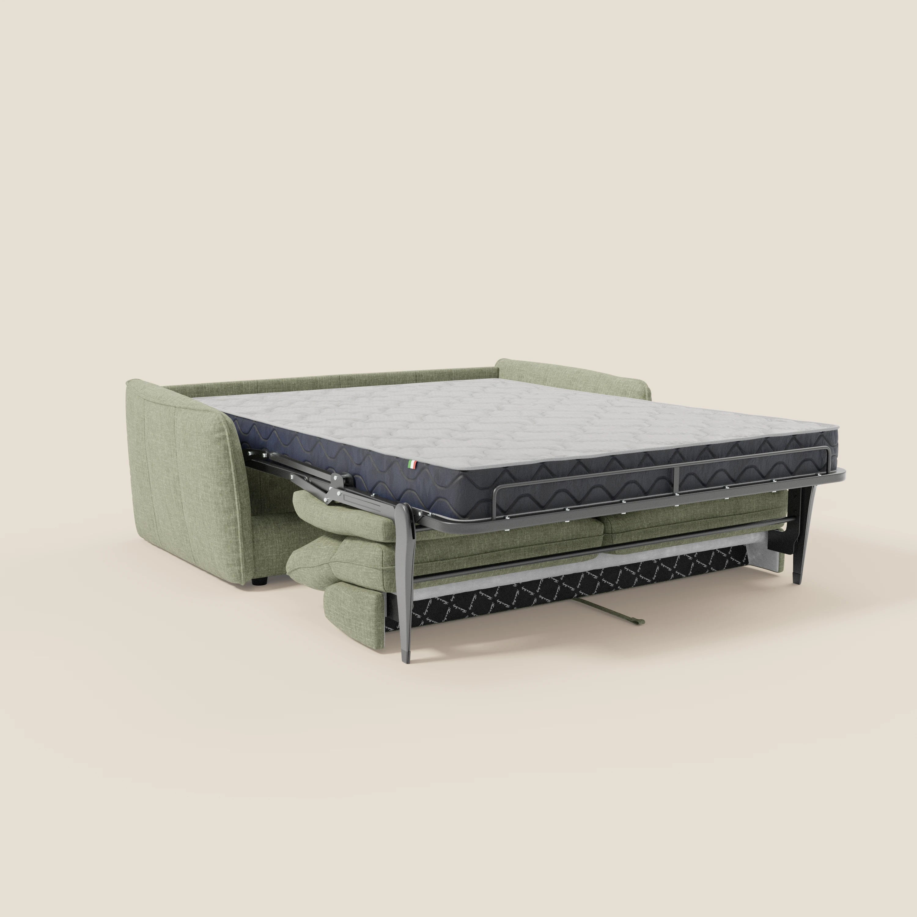 Elios Divano letto con morbidi cuscini spalliera in tessuto smacchiabile T24 verde salvia
