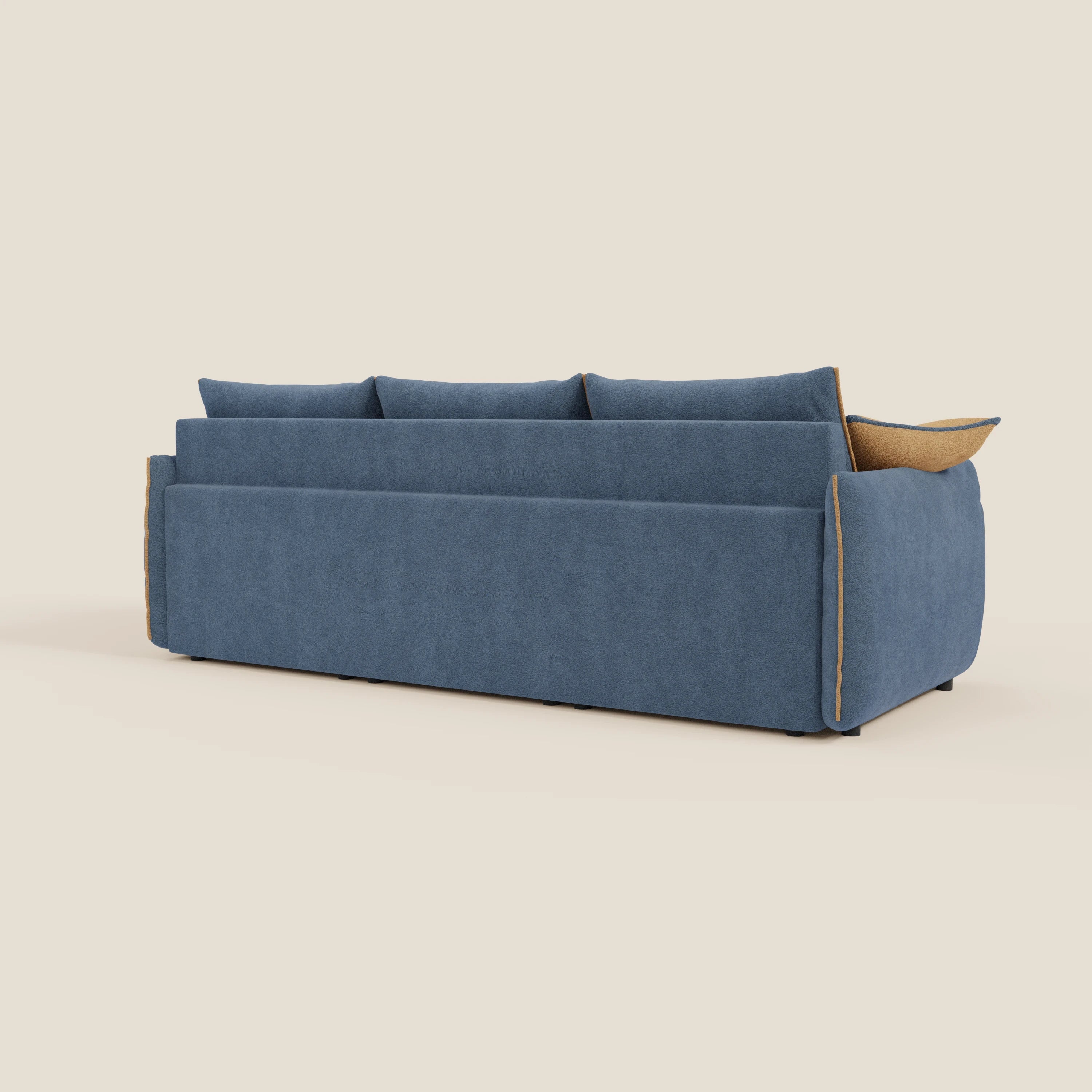 Flexar Divano angolare reversibile con sedute allungabili in bouclé morbido impermeabile T07 blu - arancio