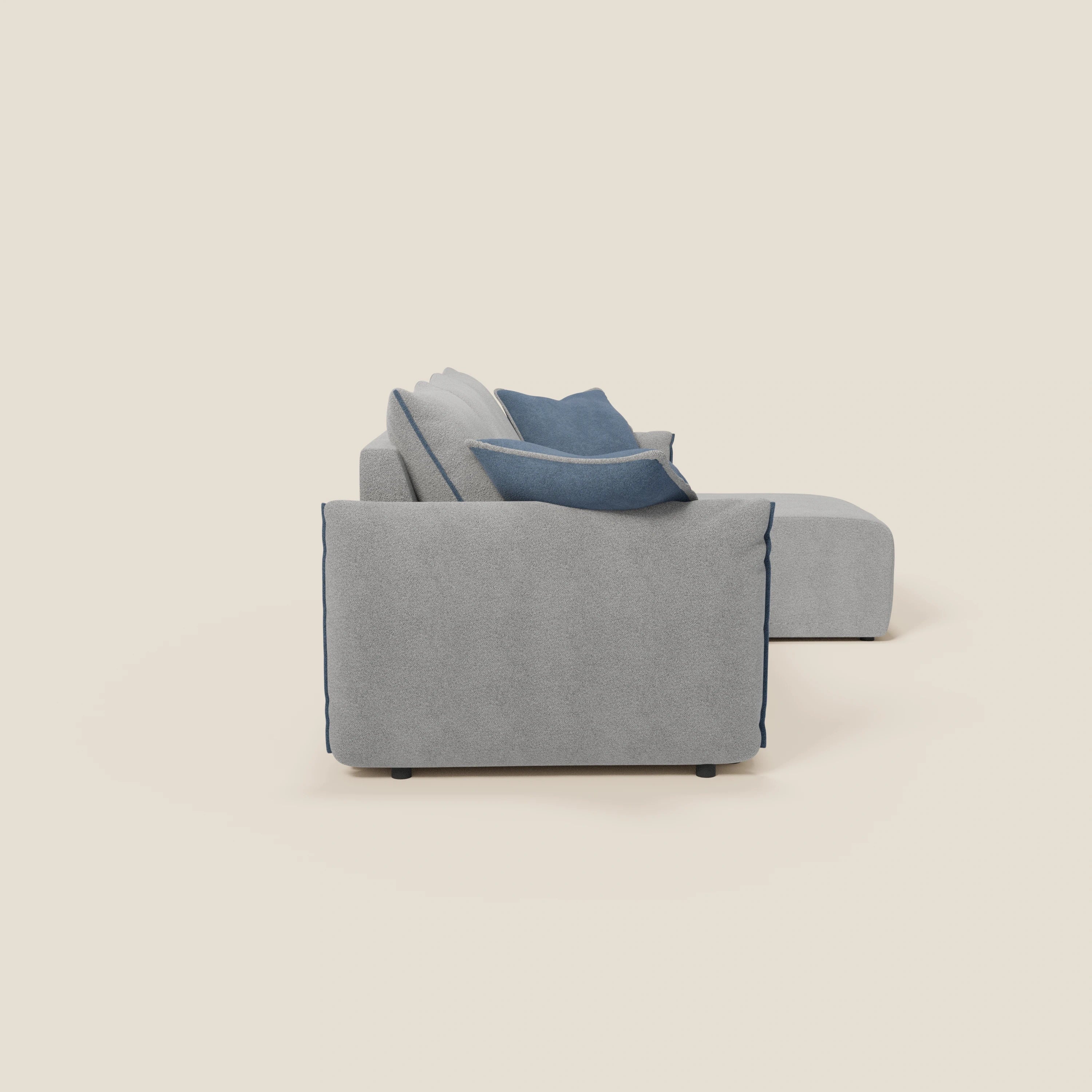 Flexar Divano angolare reversibile con sedute allungabili in bouclé morbido impermeabile T07 grigio - blu