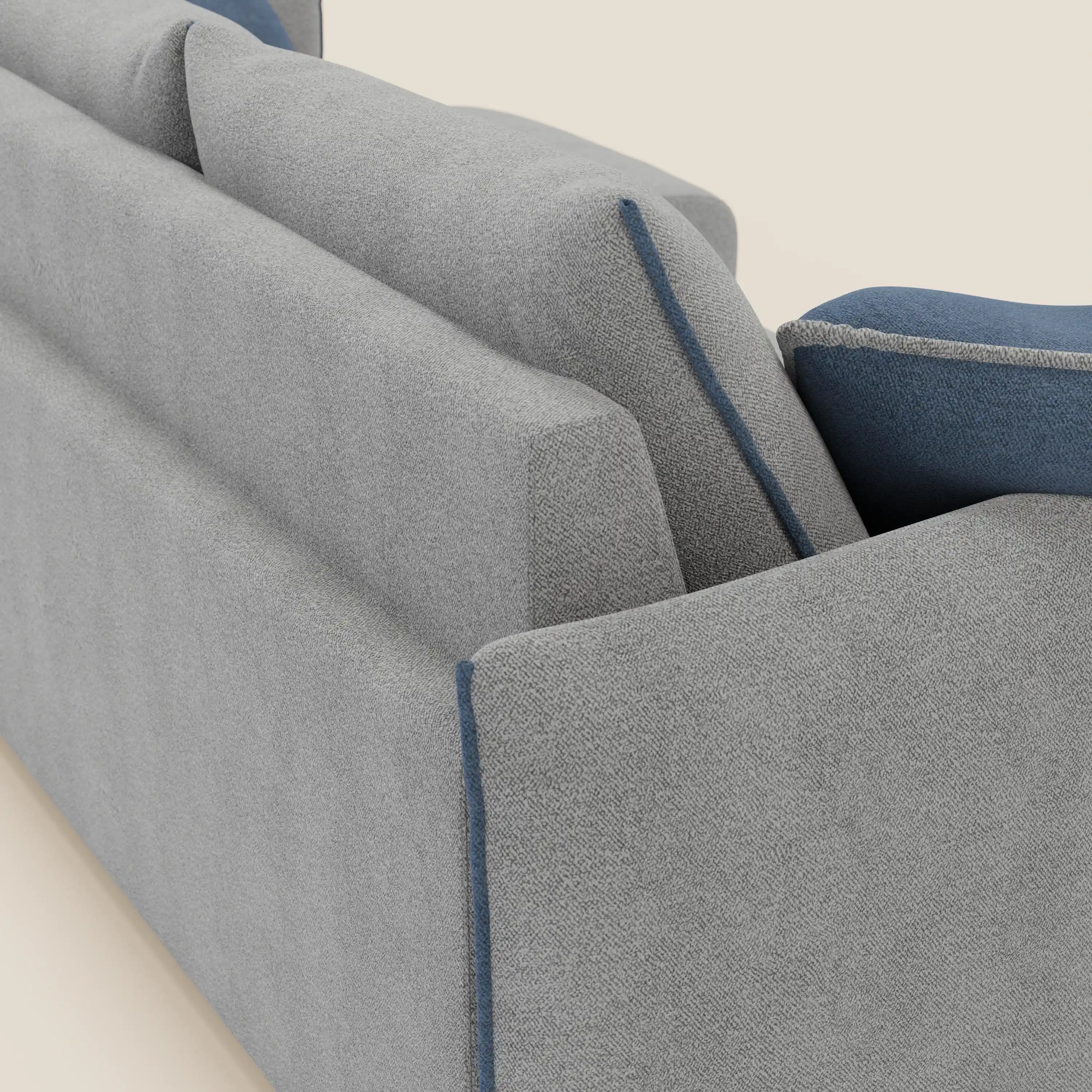 Flexar Divano angolare reversibile con sedute allungabili in bouclé morbido impermeabile T07 grigio - blu