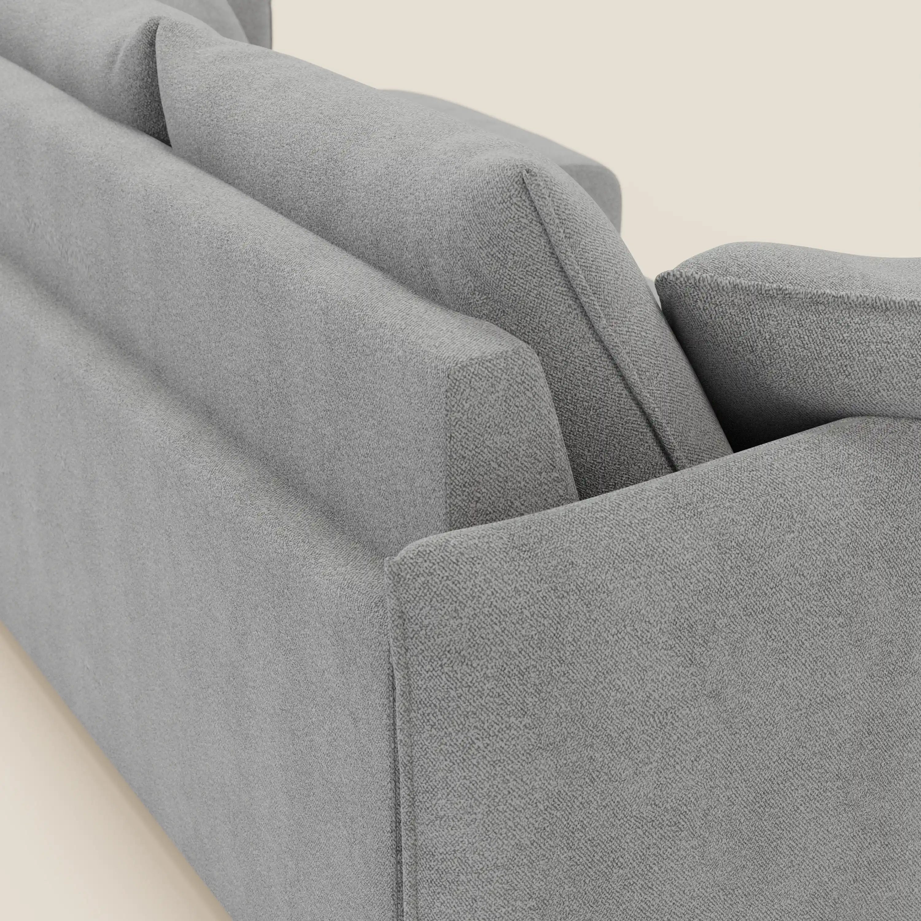 Flexar Divano angolare reversibile con sedute allungabili in bouclé morbido impermeabile T07 grigio