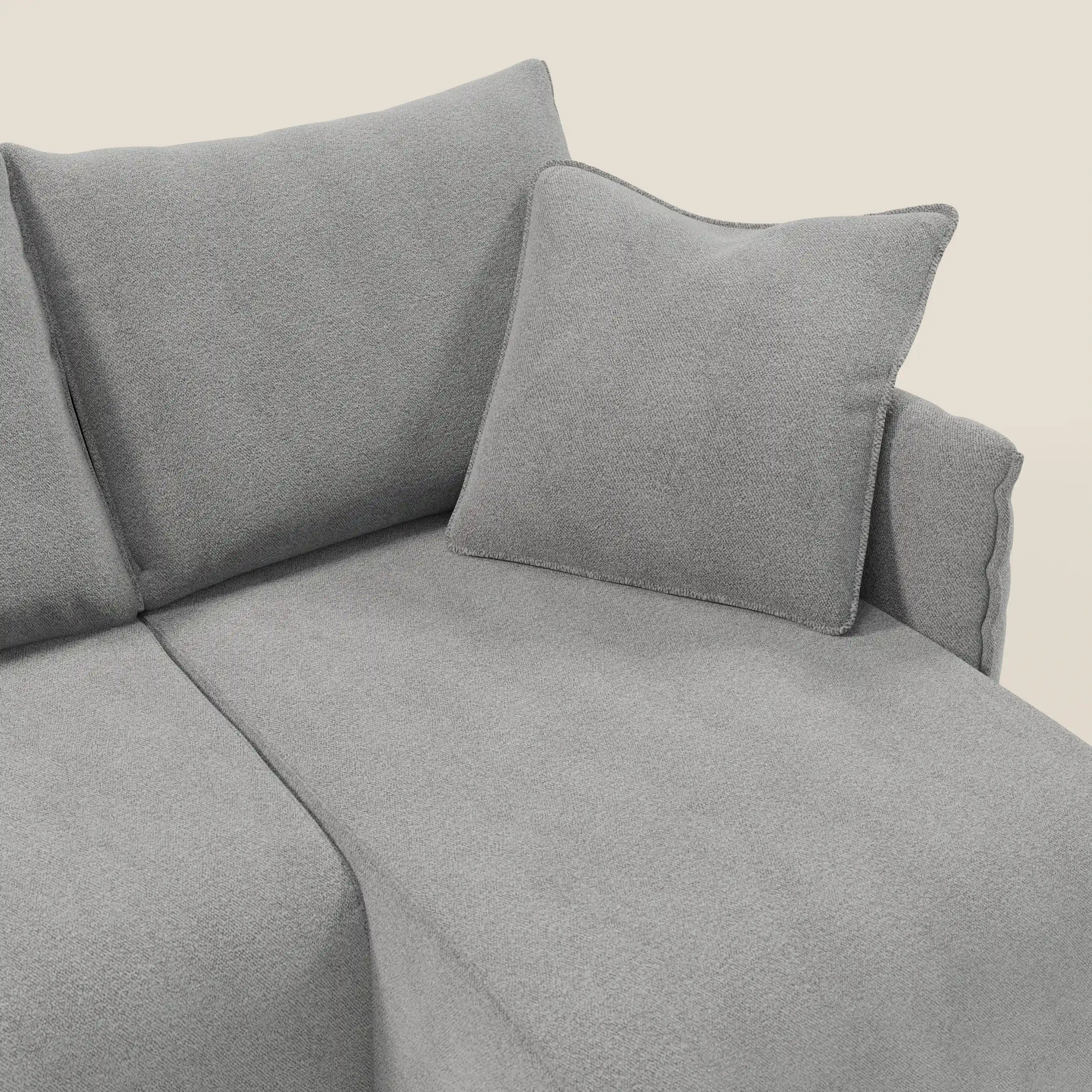 Flexar Divano angolare reversibile con sedute allungabili in bouclé morbido impermeabile T07 grigio
