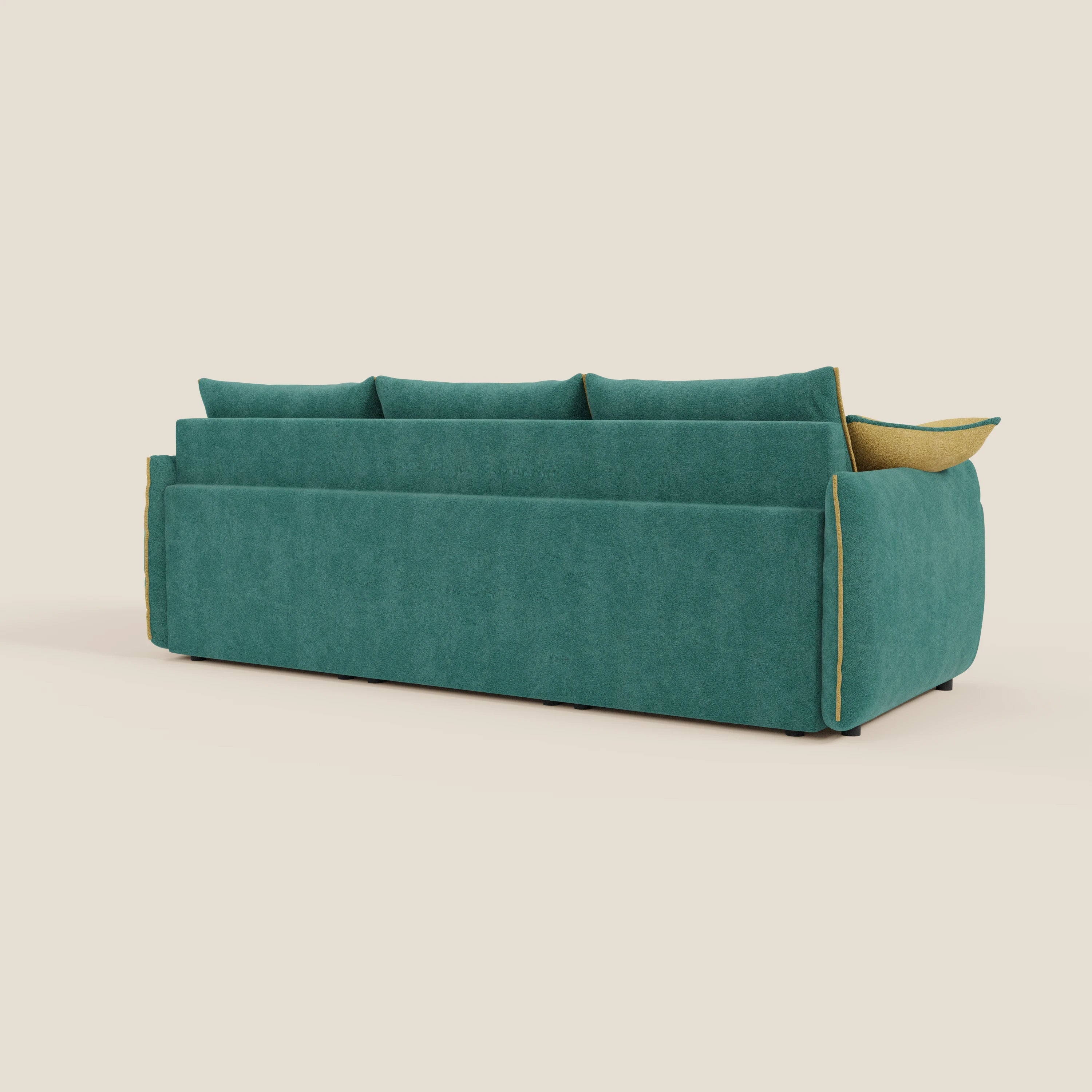 Flexar Divano angolare reversibile con sedute allungabili in bouclé morbido impermeabile T07 verde - giallo