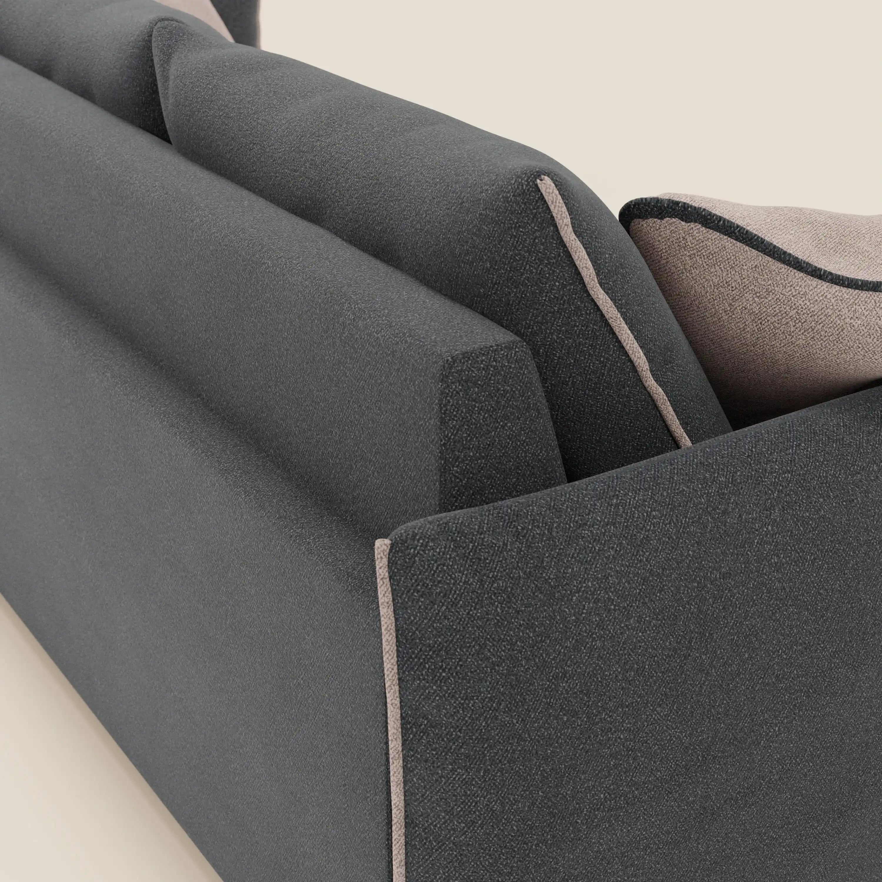 Flexar divano con 3 sedute allungabili schienale in piuma d'oca in bouclé impermeabile T07 antracite - rosa