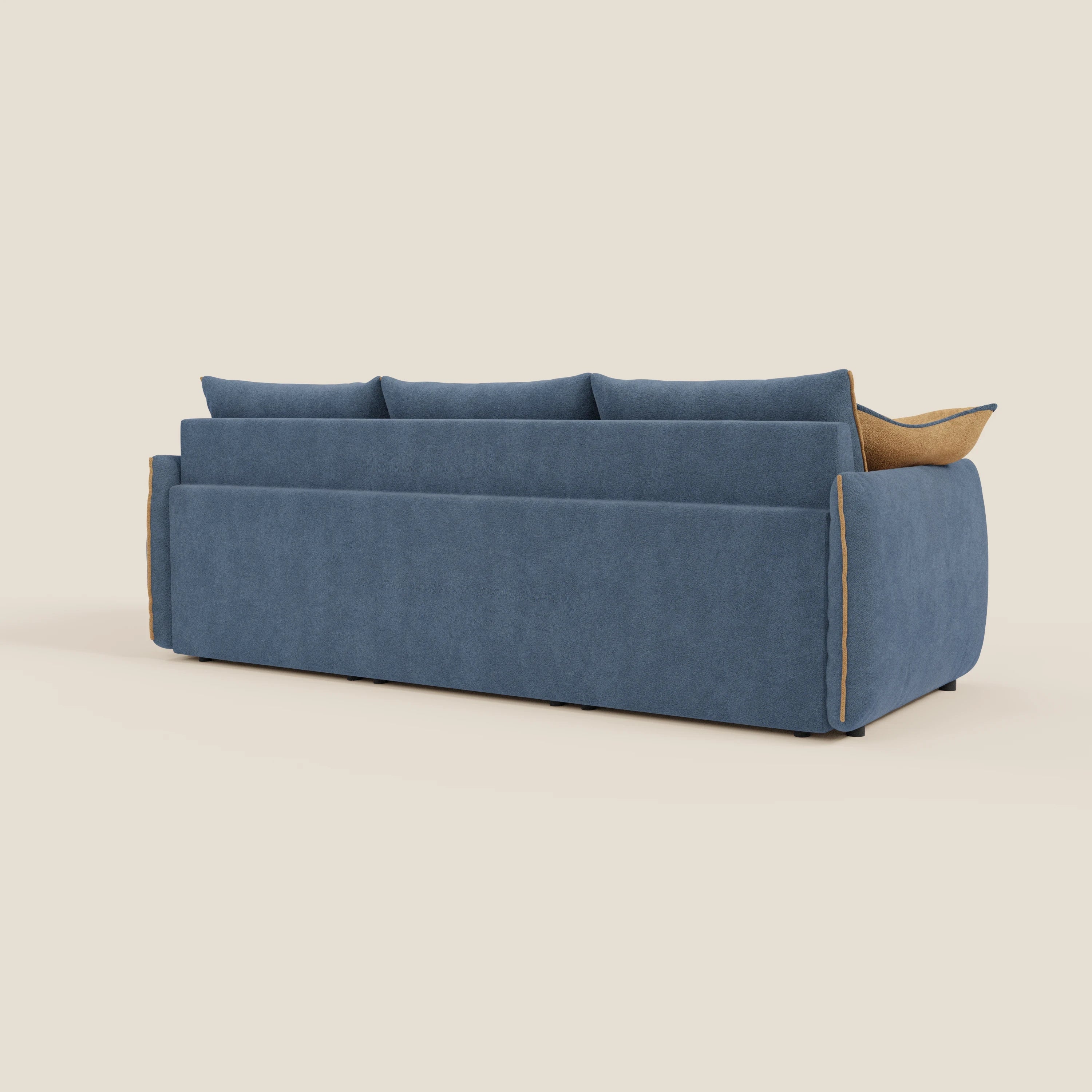 Flexar divano con 3 sedute allungabili schienale in piuma d'oca in bouclé impermeabile T07 blu - arancio